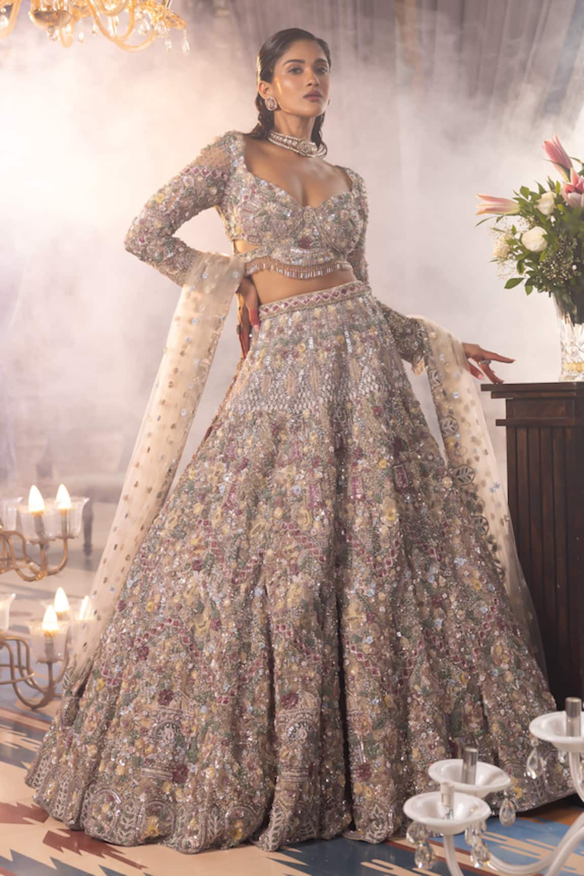 House Of Sikka Multi-colour Designer Lehenga Set 