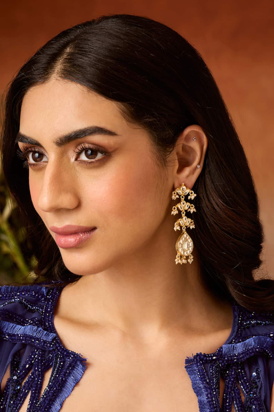 Paisley Pop Kundan Gold Plated Earrings 