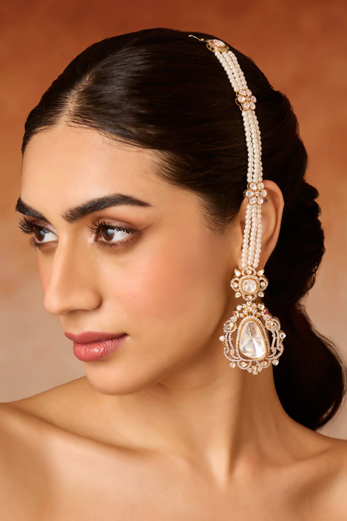 Paisley Pop Polki & Pearl Statement Earrings 