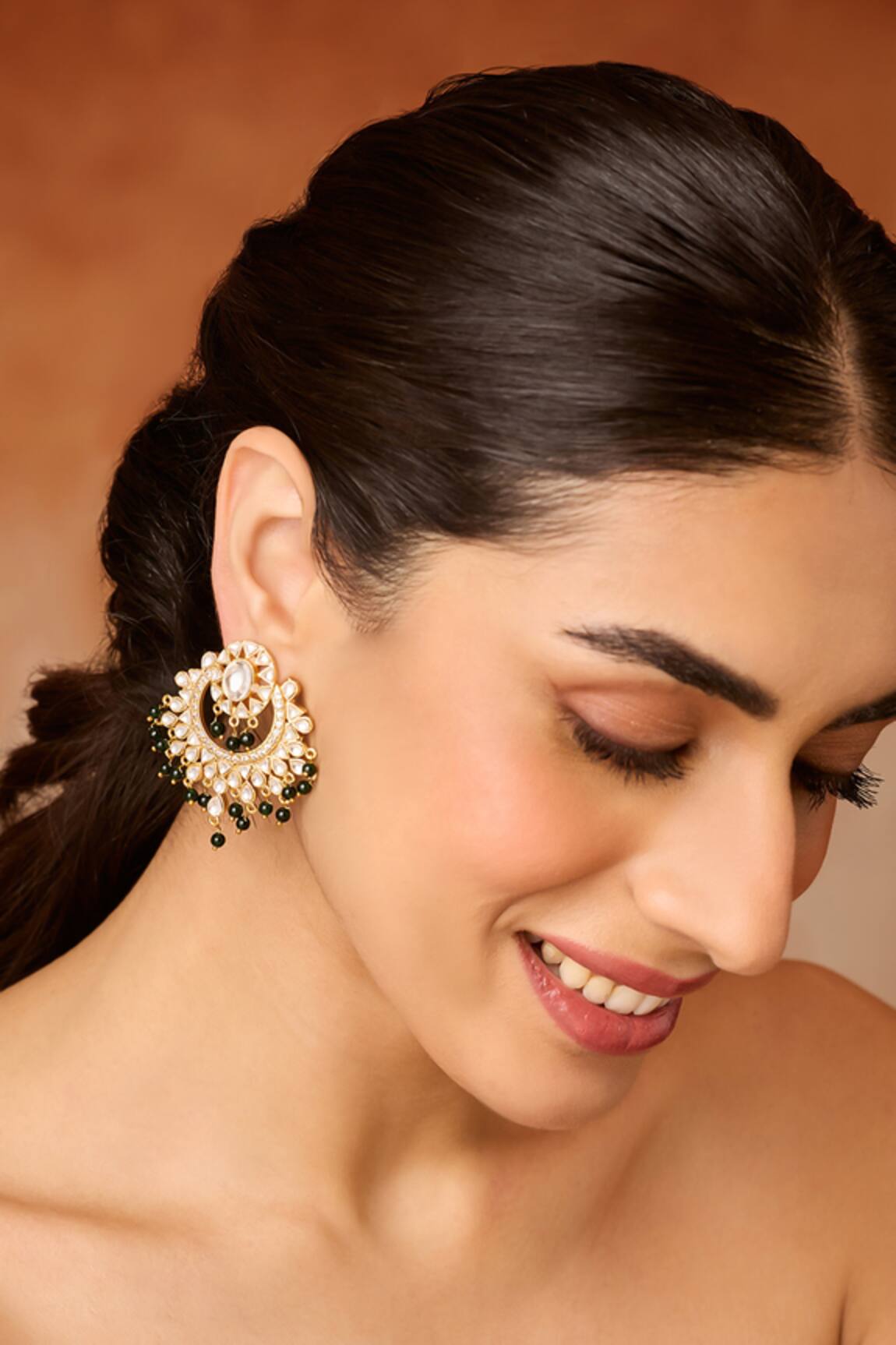 Paisley Pop Green Polki Earrings 