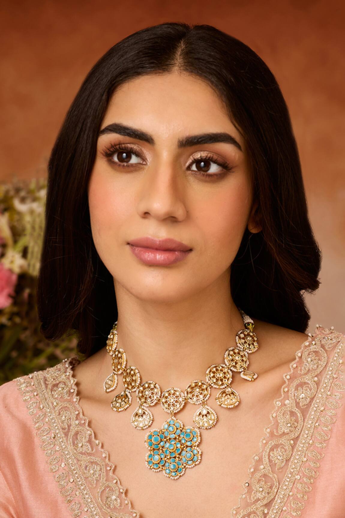 Paisley Pop Turquoise Kundan Necklace 