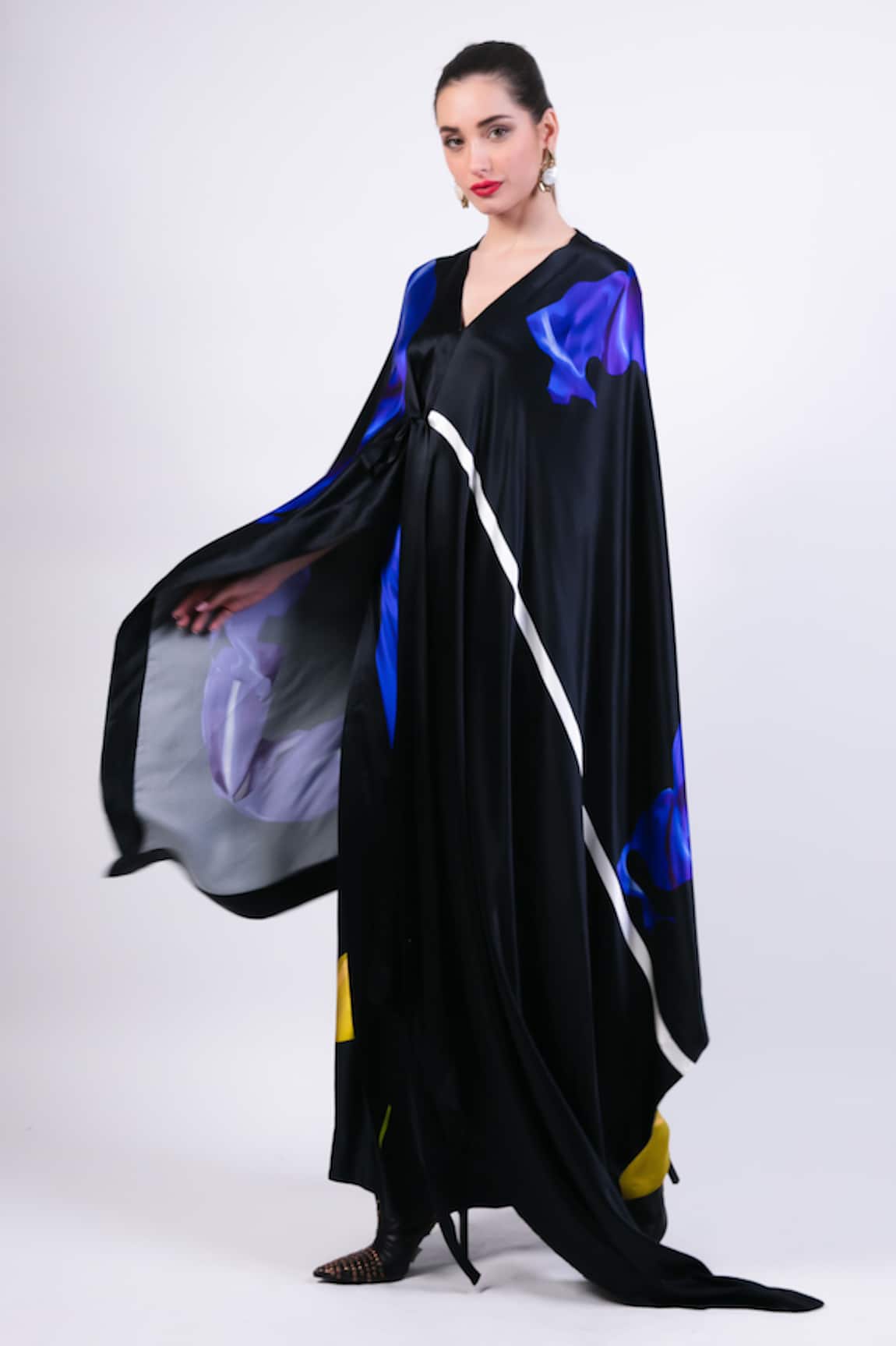 AK-OK Printed Cape with Wrap Skirt 