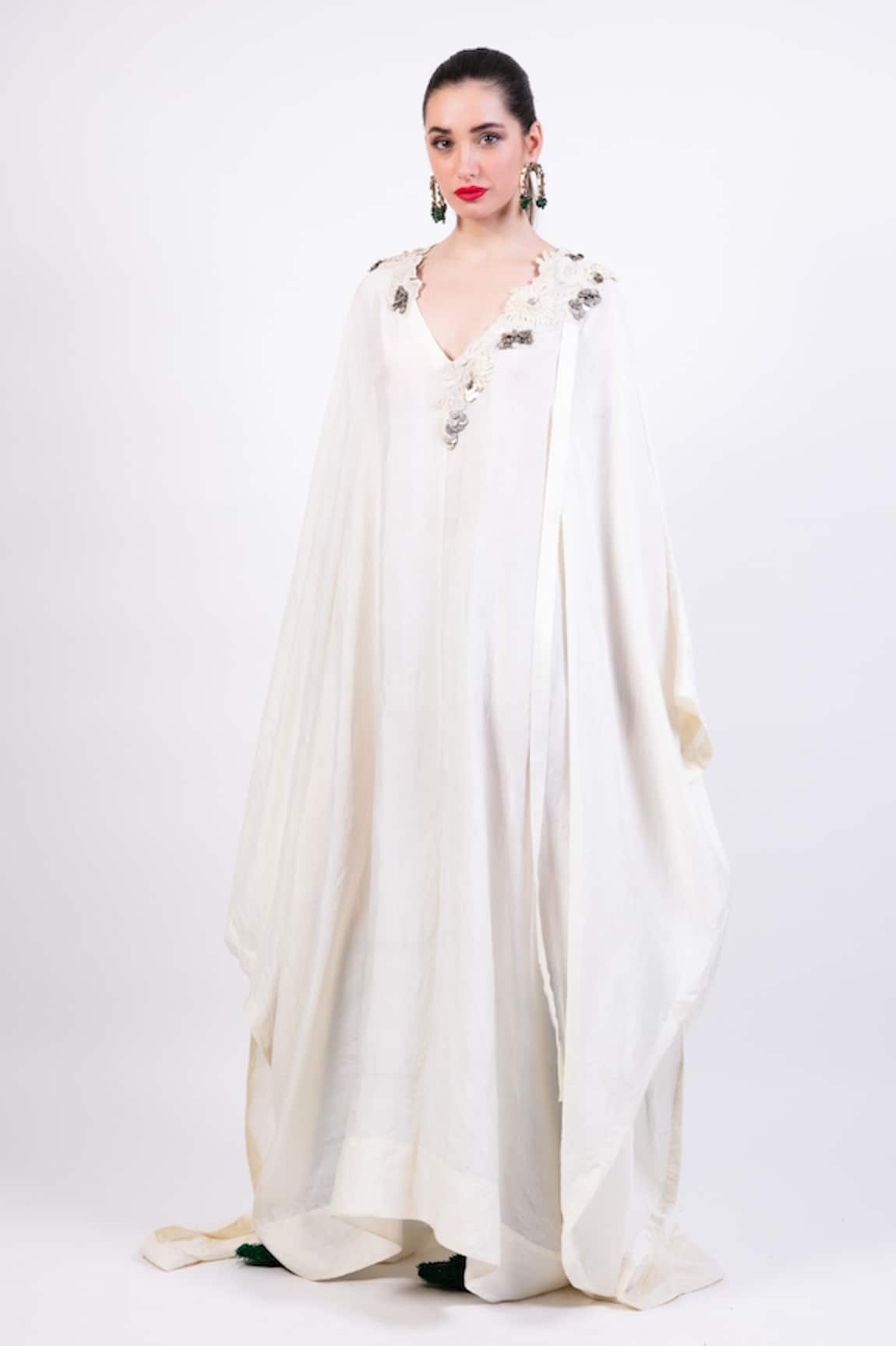AK-OK Light Beige Designer Kaftan Dress 