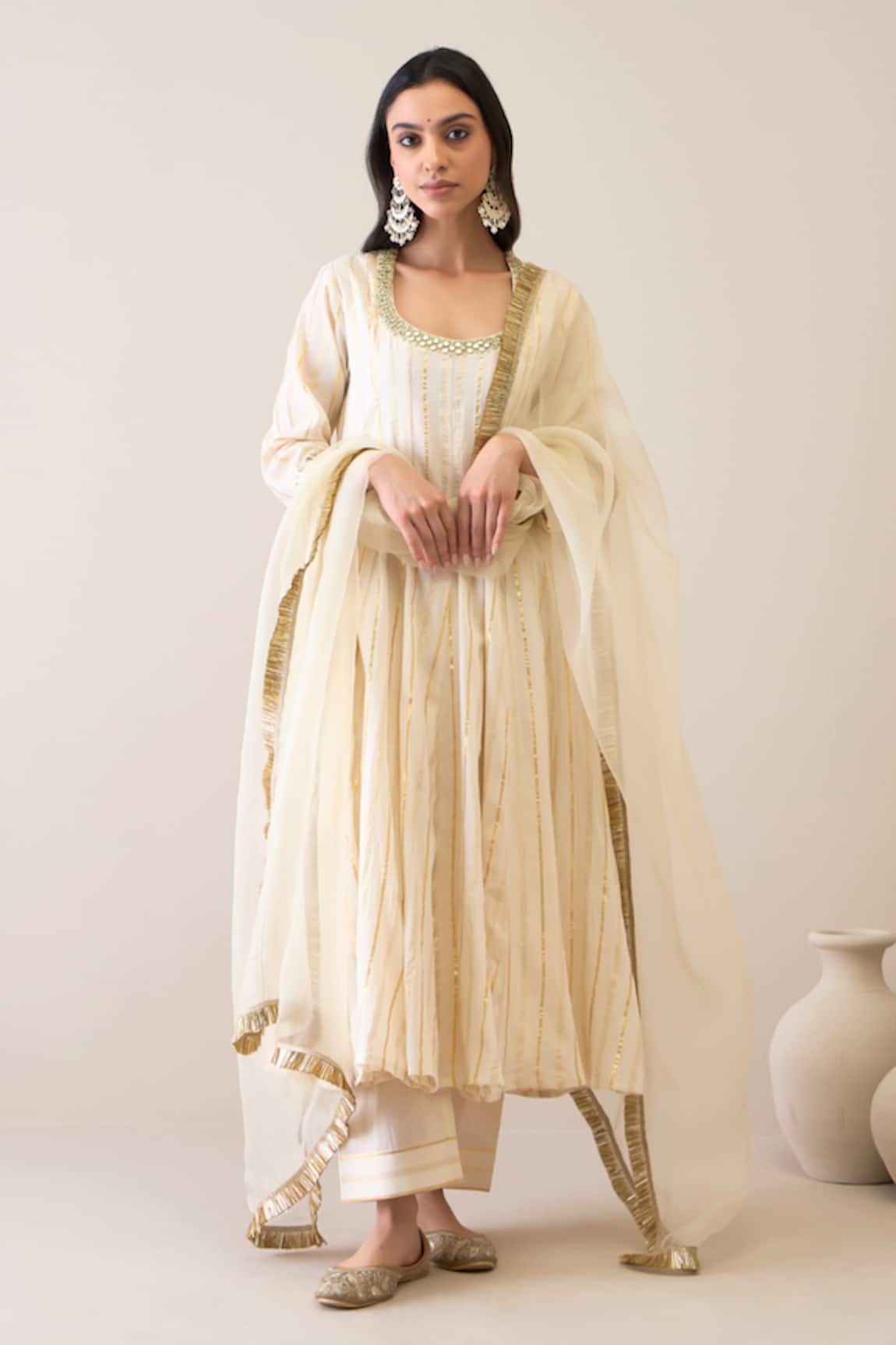 Roohbyridhimaa Mallika Embroidered Cotton Anarkali Set 