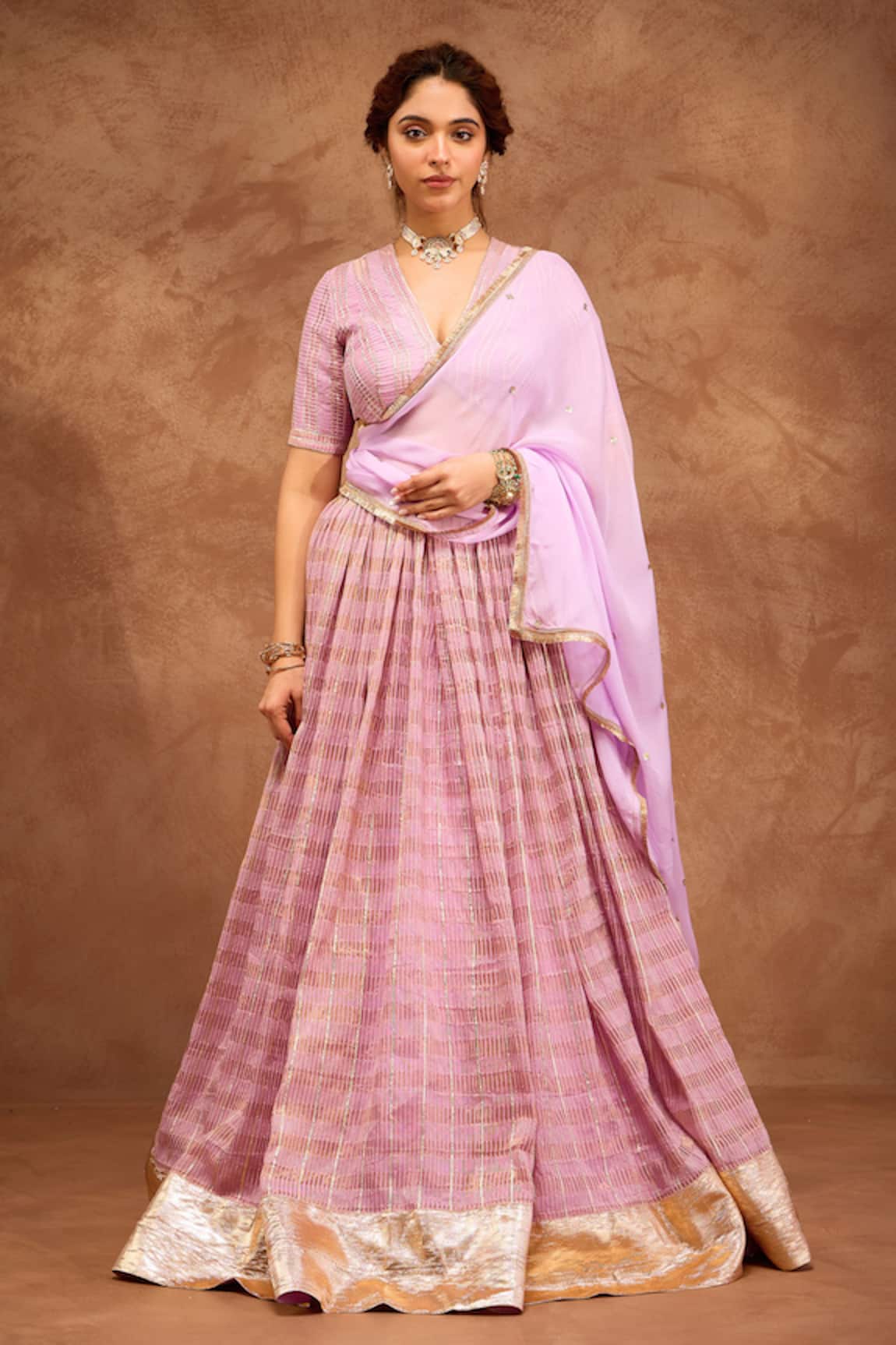 Roohbyridhimaa Gota Embroidered Lilac Lehenga Set 