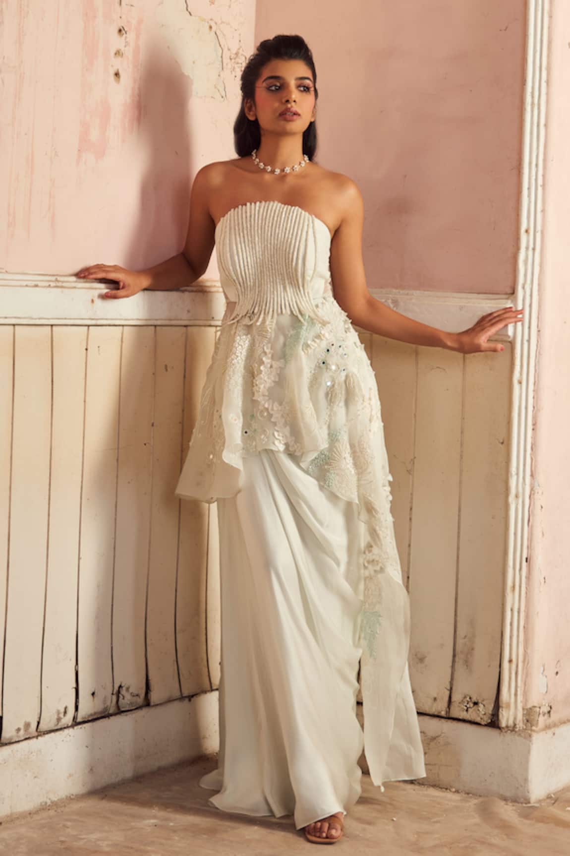 Piri India Designer Embroidered Top & Skirt Set 
