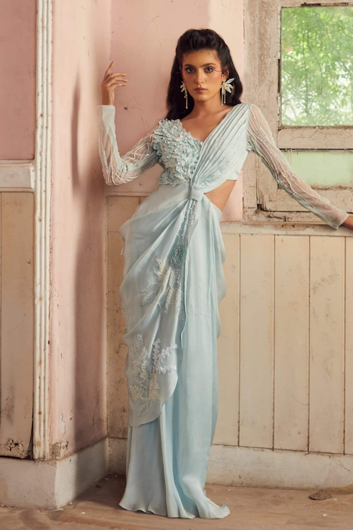 Piri India Powder Blue Designer Gown 