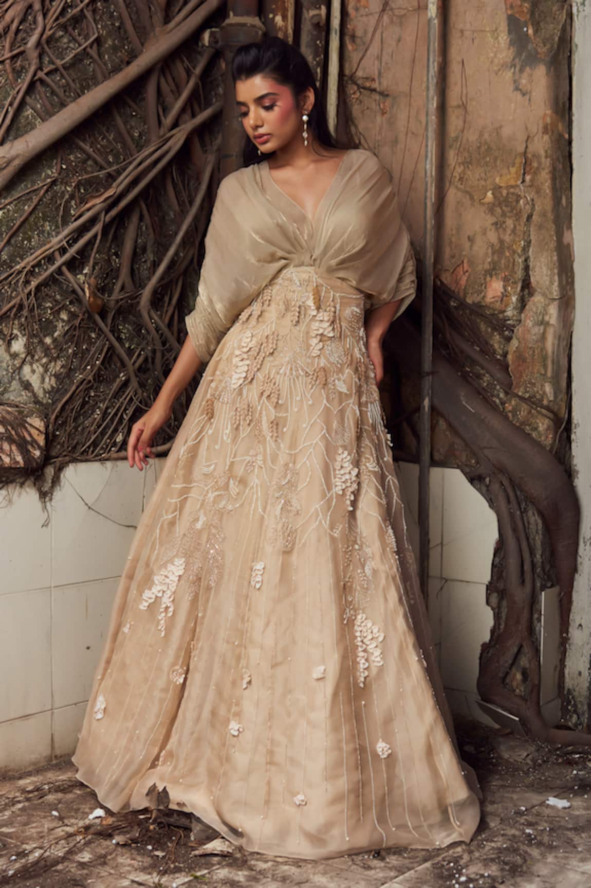 Piri India Gold Embroidered Lehenga Set 