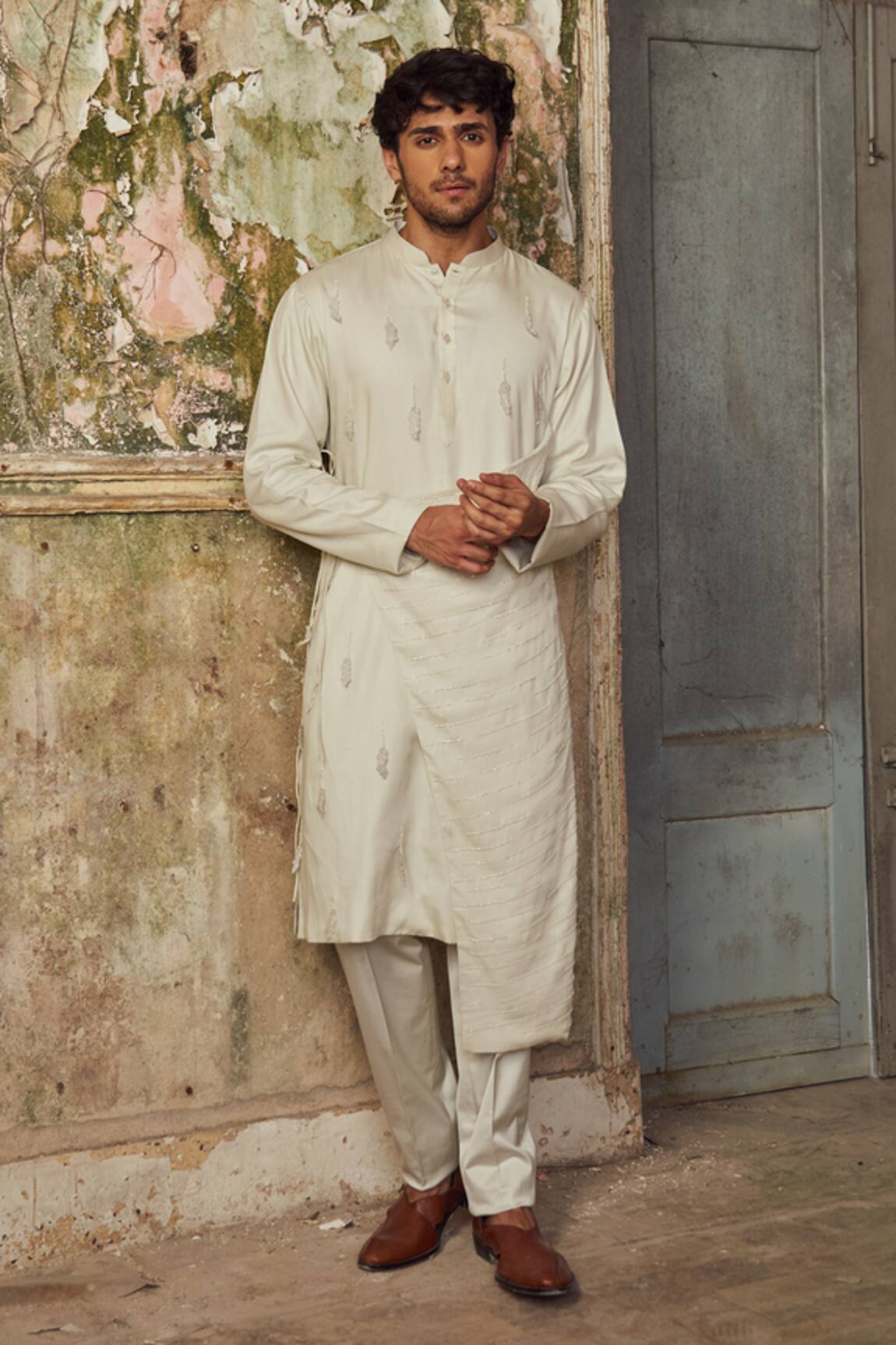 Piri India Cloud Grey Handcrafted Kurta & Pant Set 