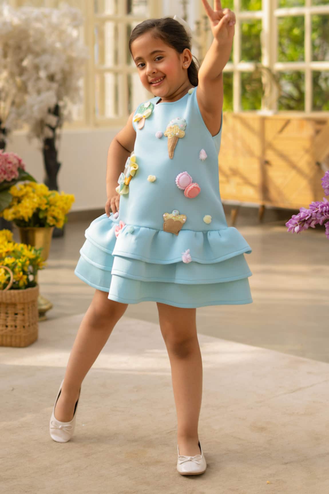 Fayon Kids Designer Blue Neoprene Dress 