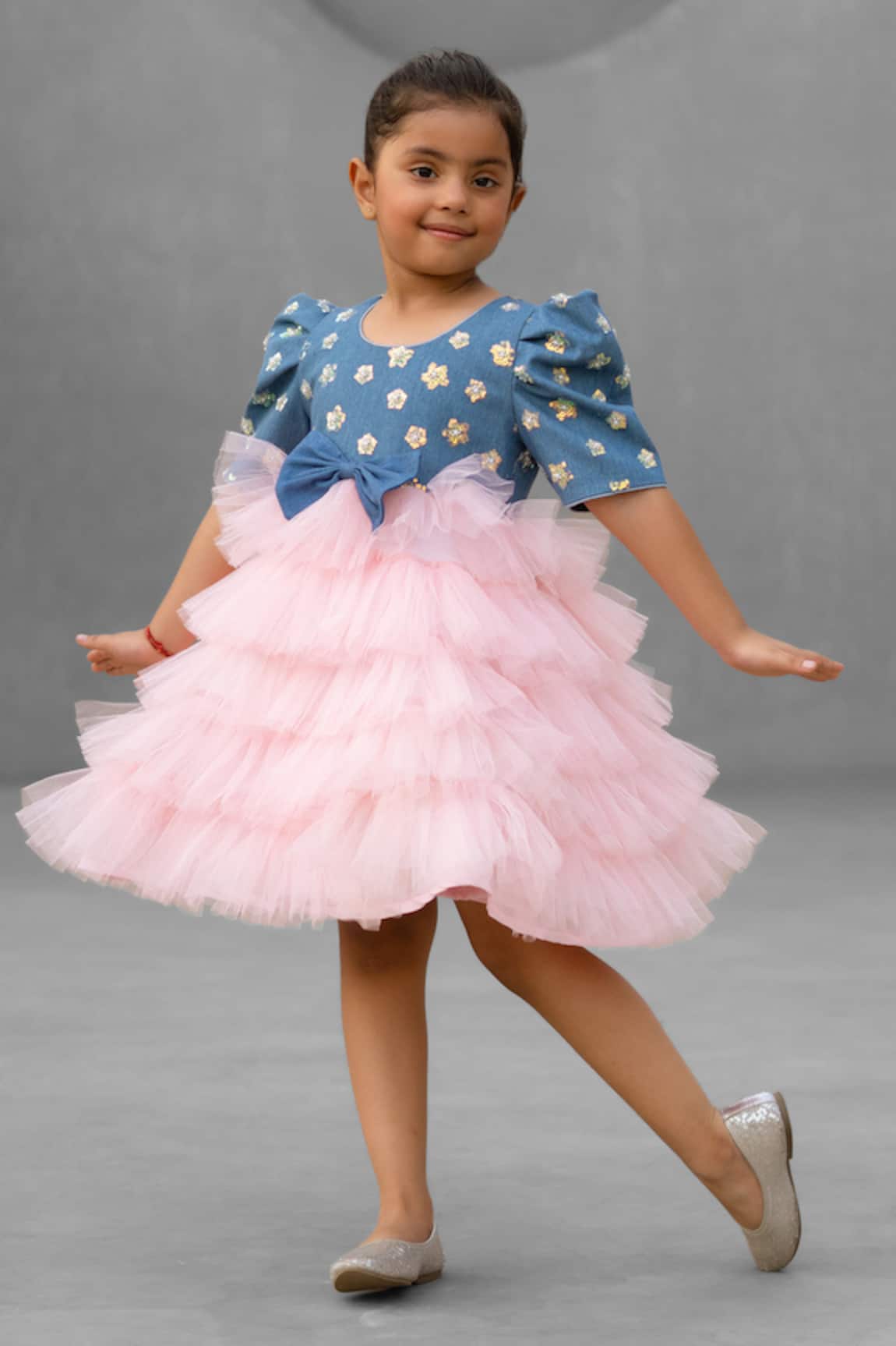 Fayon Kids Designer Denim & Net Dress 