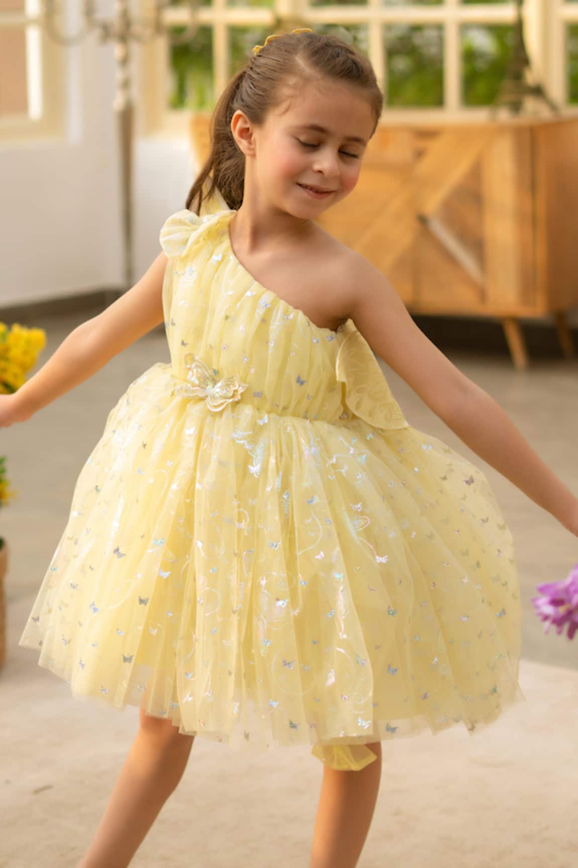 Fayon Kids Designer Yellow Net Dress 
