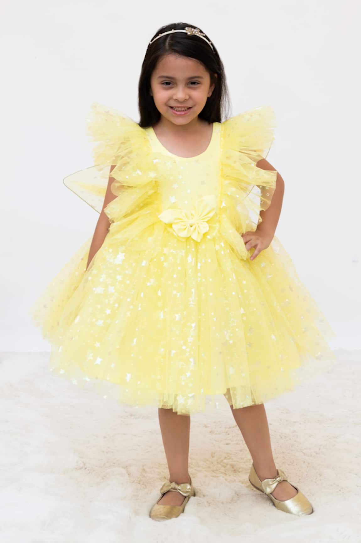 Fayon Kids Designer Yellow Net Dress 