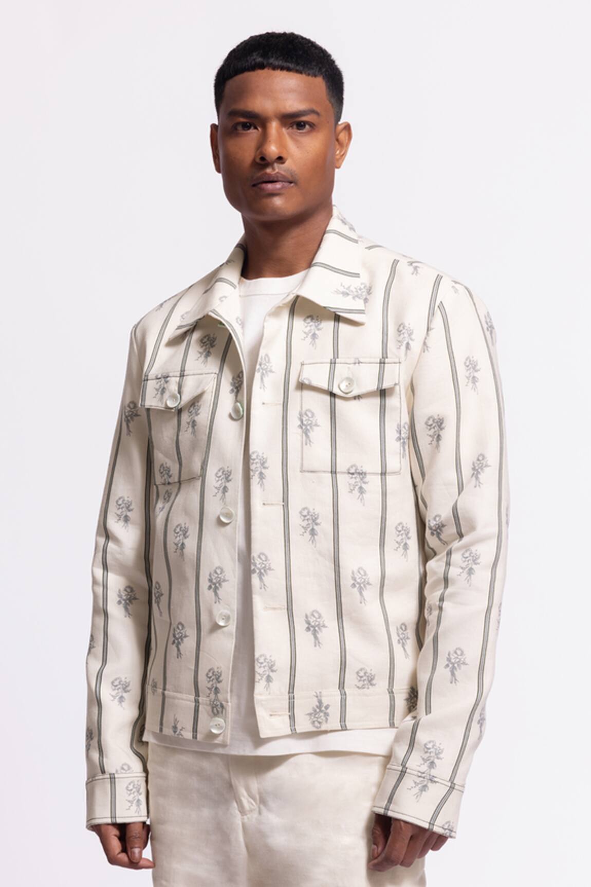 Balance By Rohit Bal Ivory Floral Printed Designer Jacket