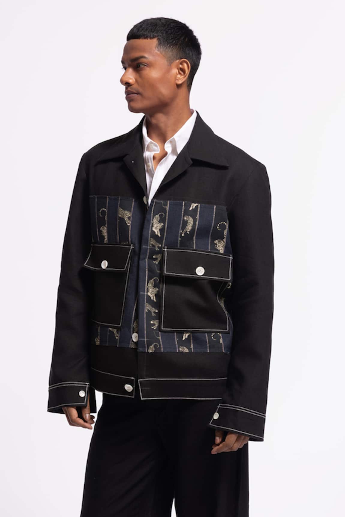 Balance By Rohit Bal Designer Black Linen Jacket 