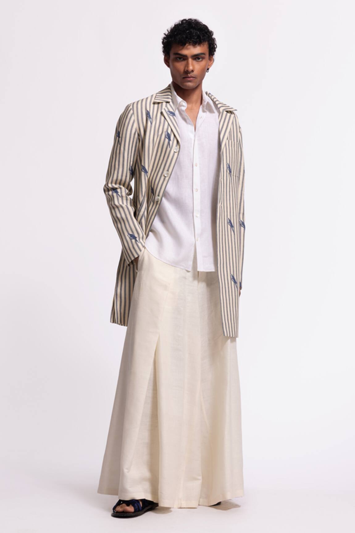 Balance By Rohit Bal Striped Linen Jacket 