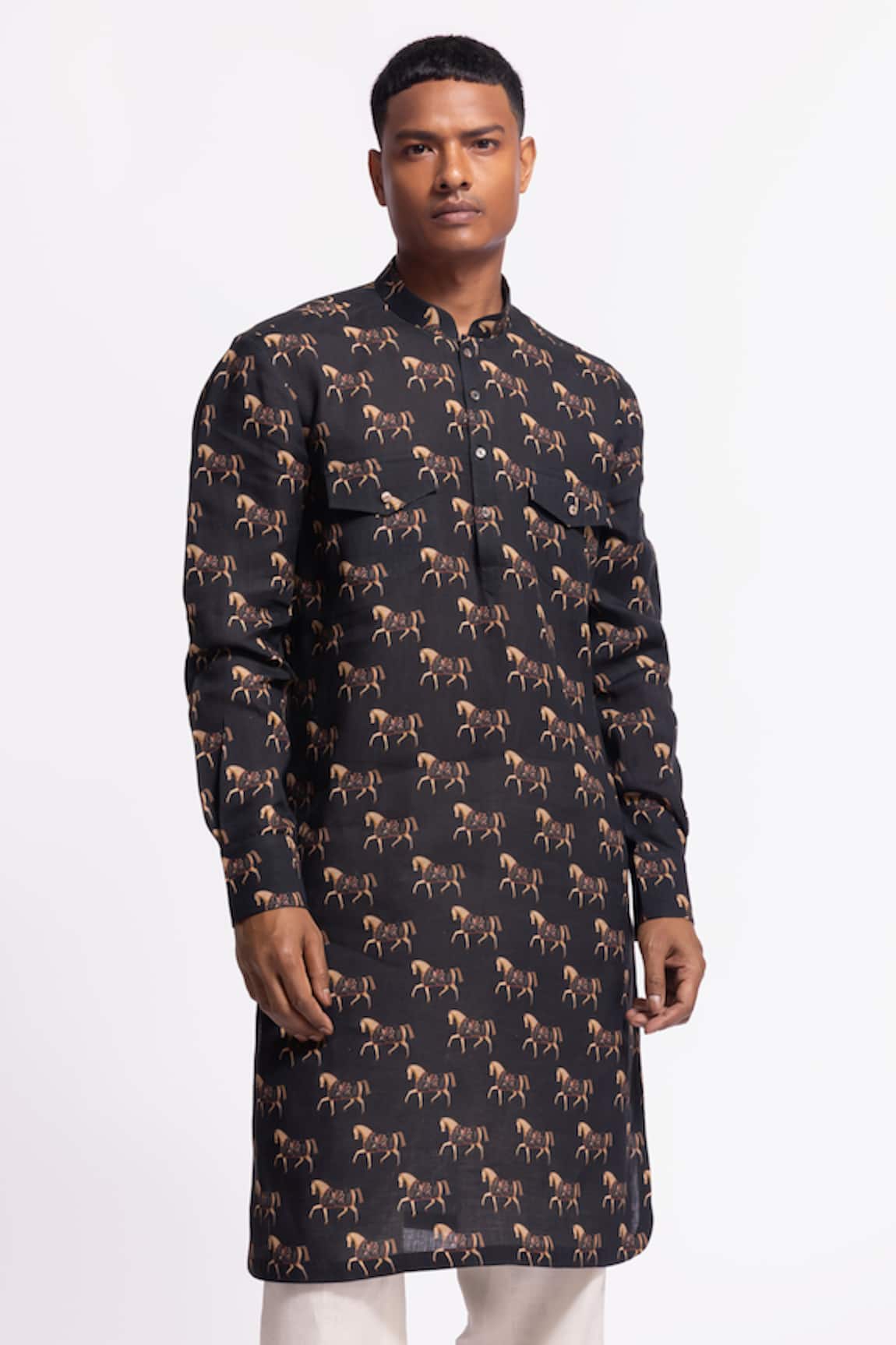 Balance By Rohit Bal Designer Black Printed Kurta 