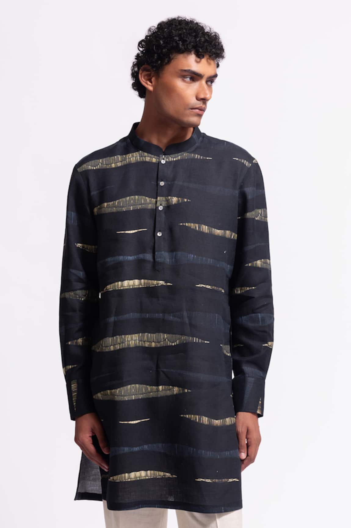 Balance By Rohit Bal Indigo Designer Linen Kurta 