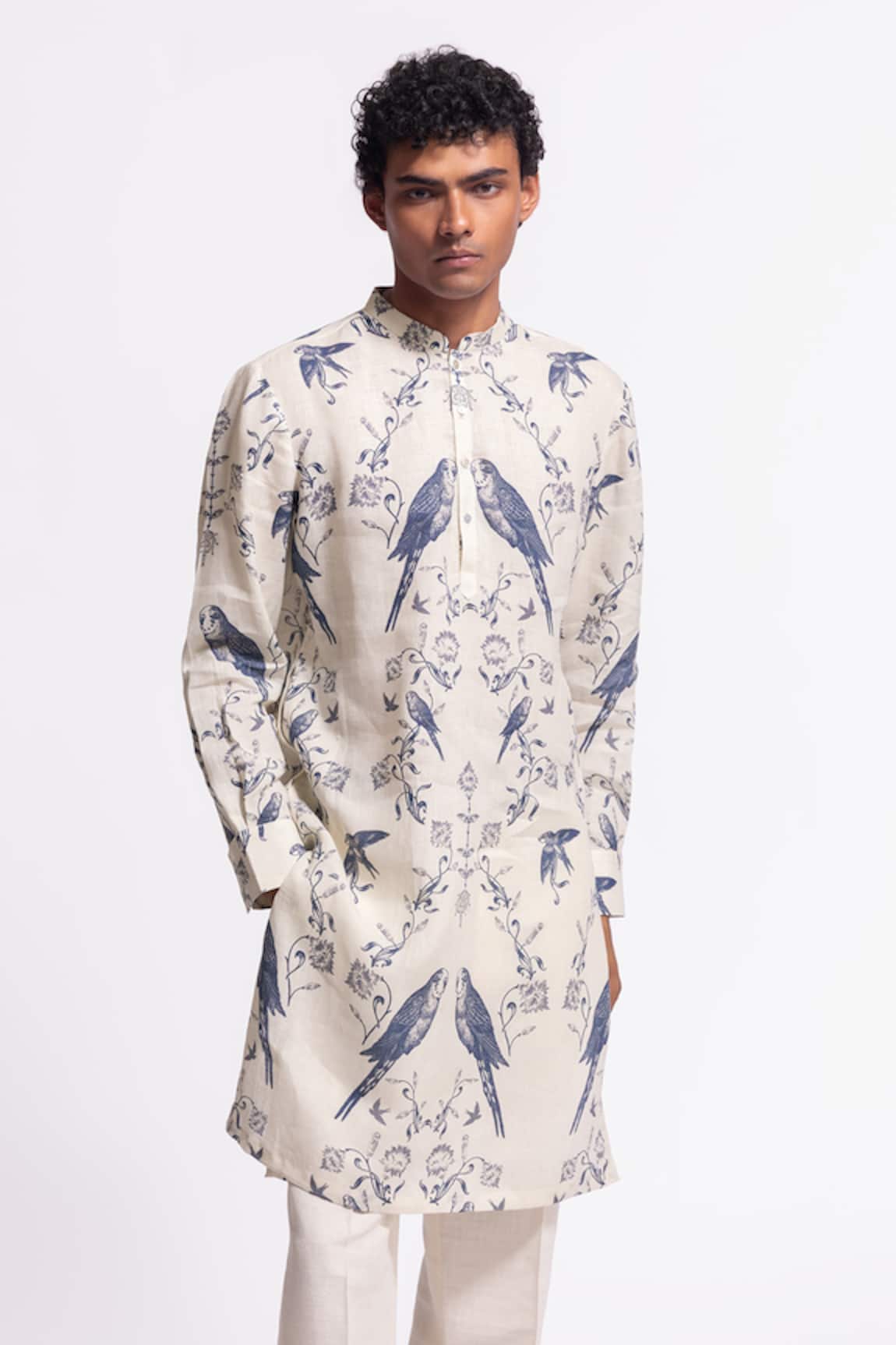 Balance By Rohit Bal Ivory Linen Designer Kurta 