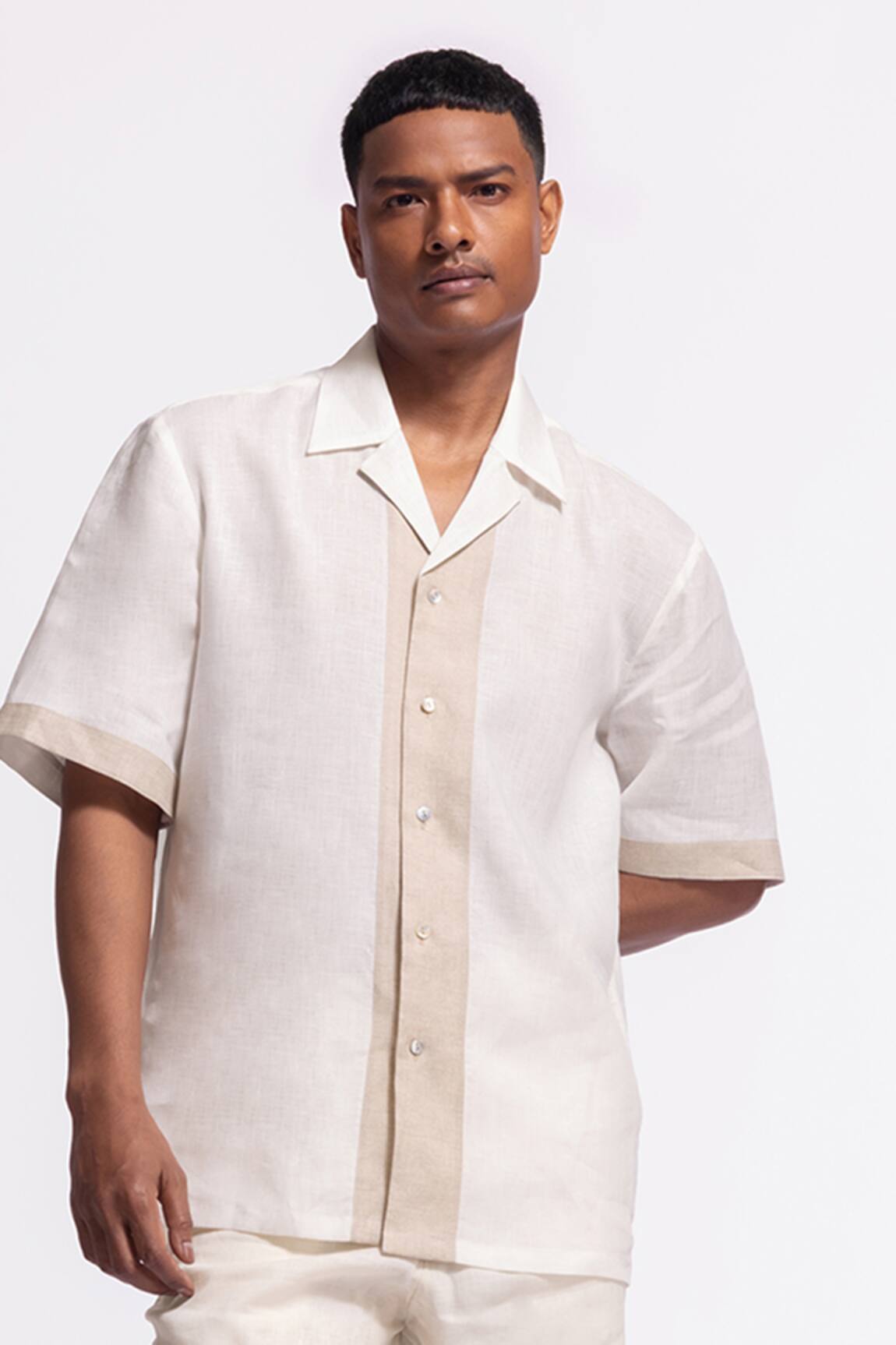 Balance By Rohit Bal Ivory Linen Designer Shirt 