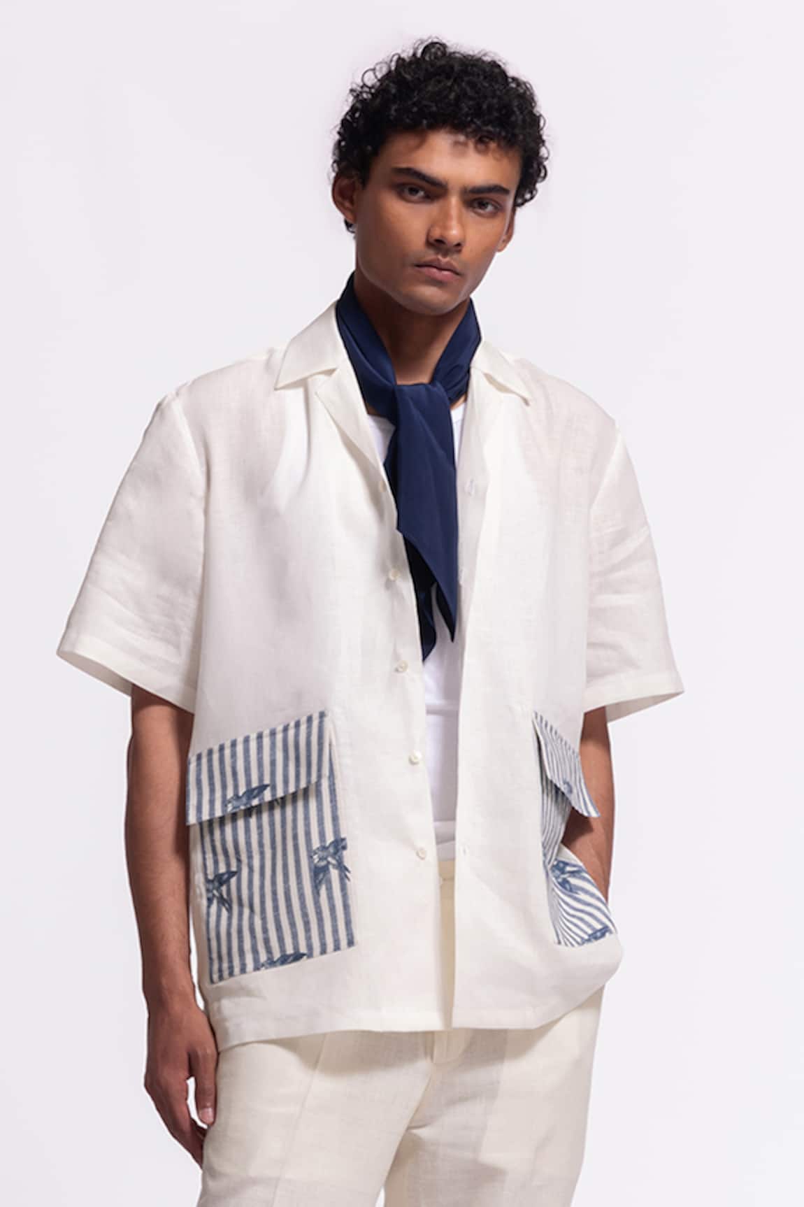 Balance By Rohit Bal Ivory Linen Designer Shirt 