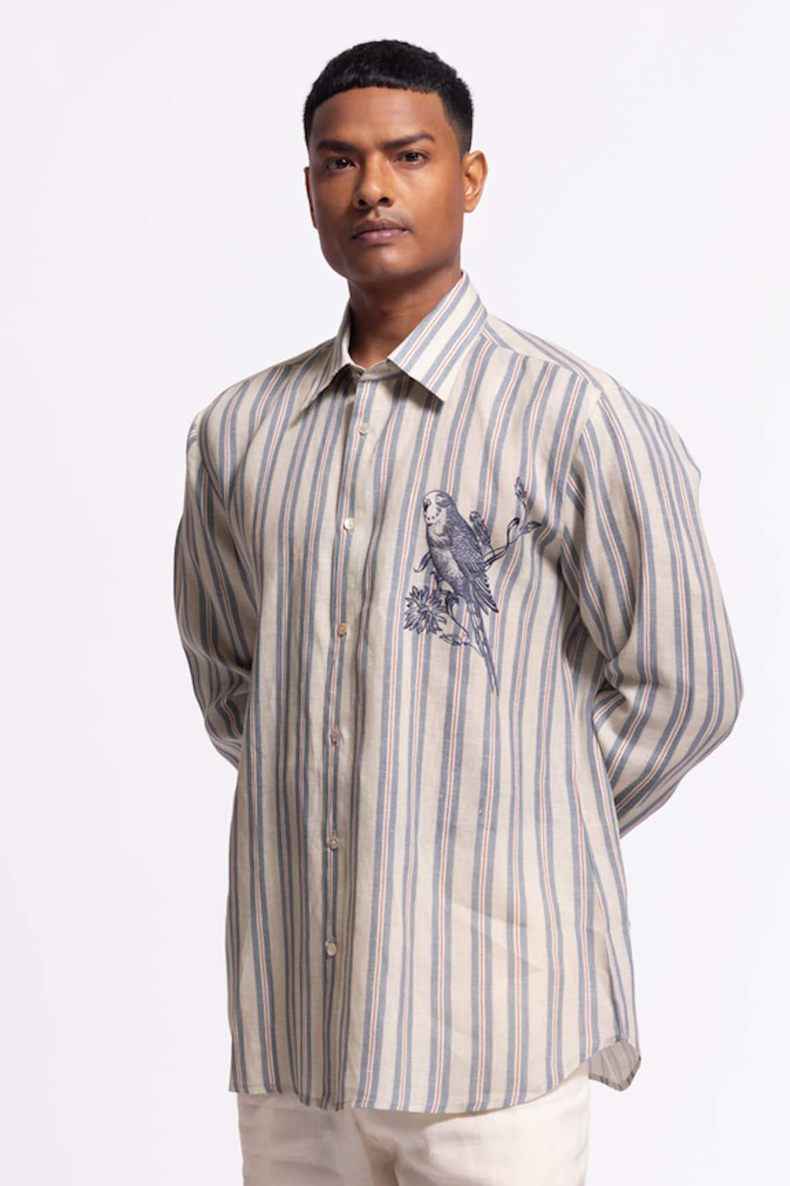 Balance By Rohit Bal Ivory Striped Designer Shirt 