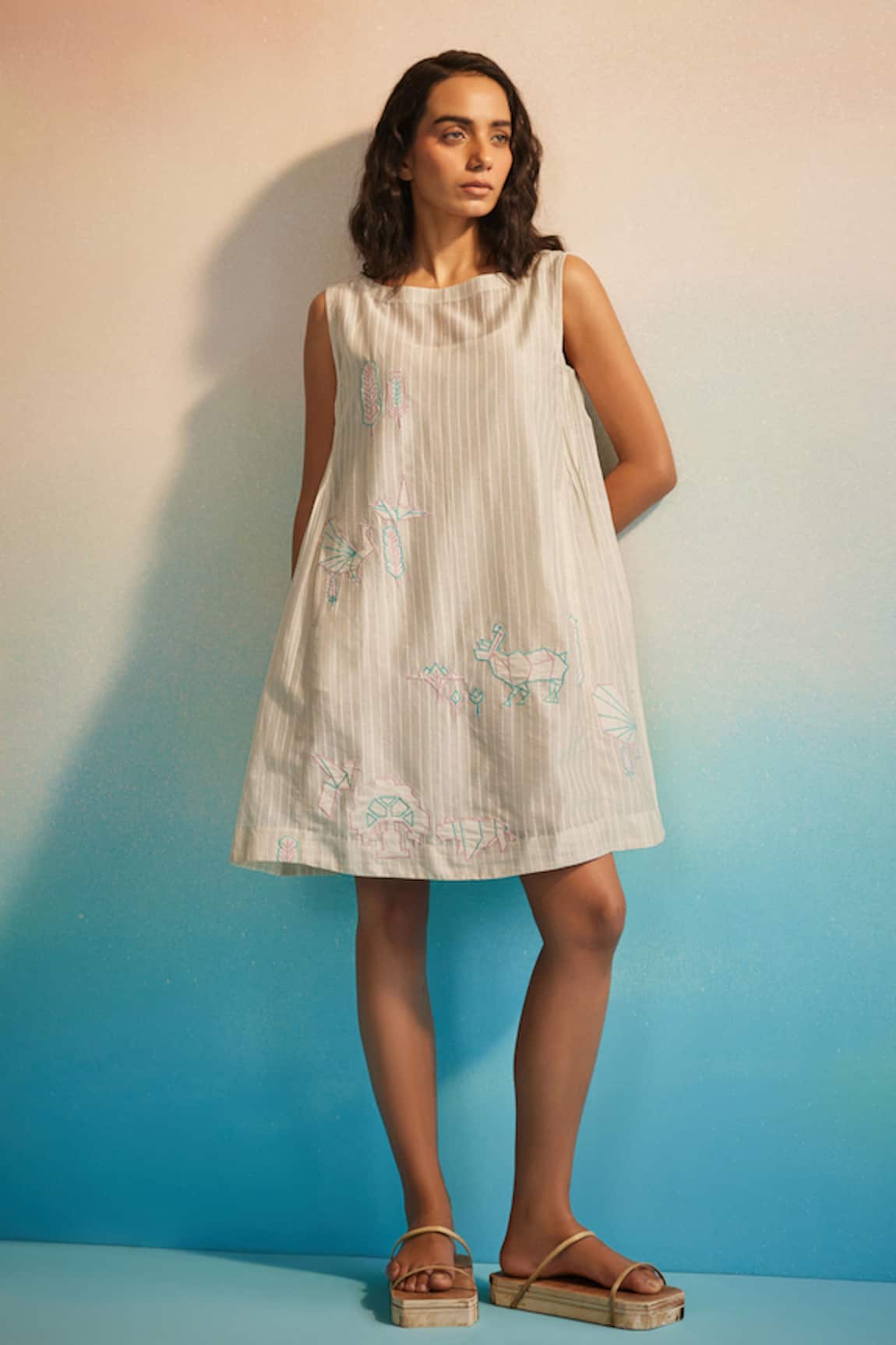 Ahmev Hiroko Pleated Chanderi Dress 