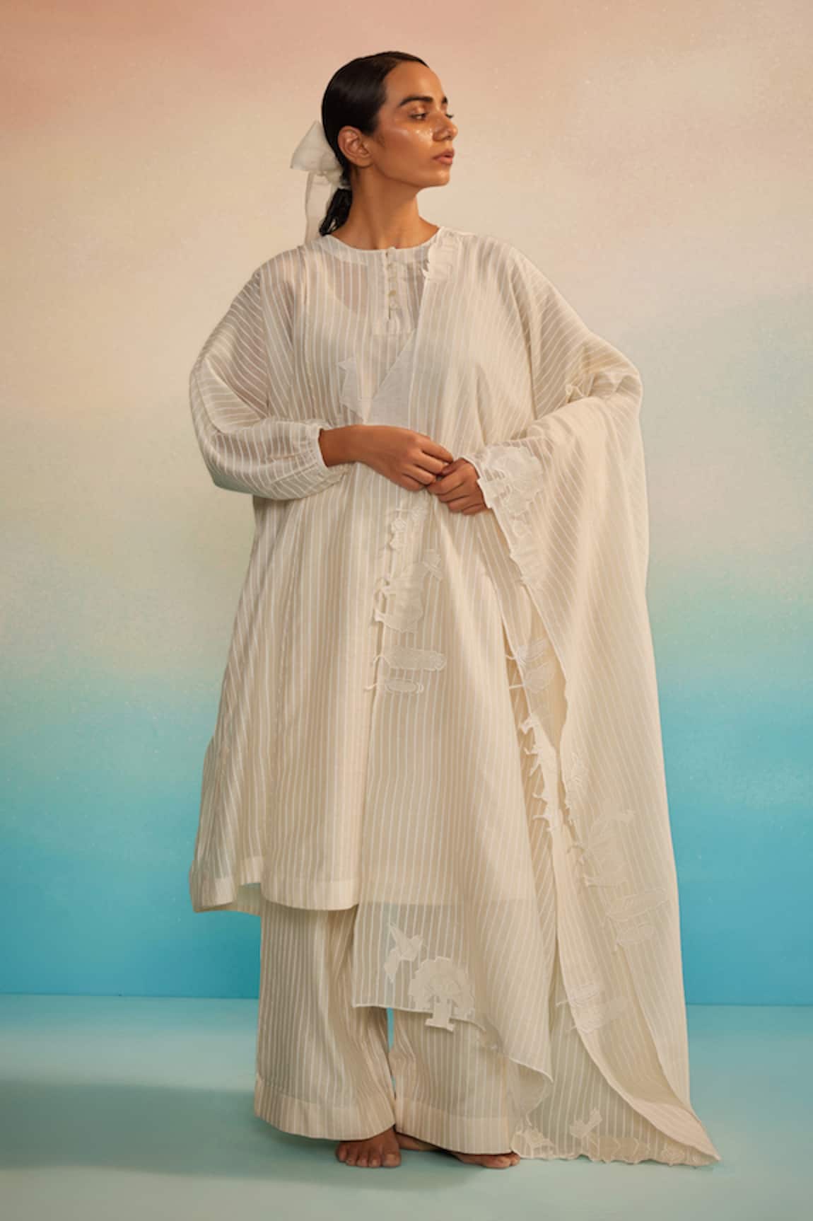 Ahmev Kofu Chanderi Applique Dupatta 