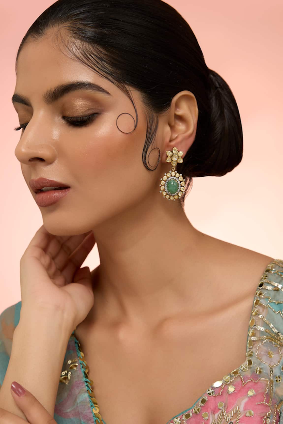Karisa Designs Rani Moissanite Stone Beaded Earrings 