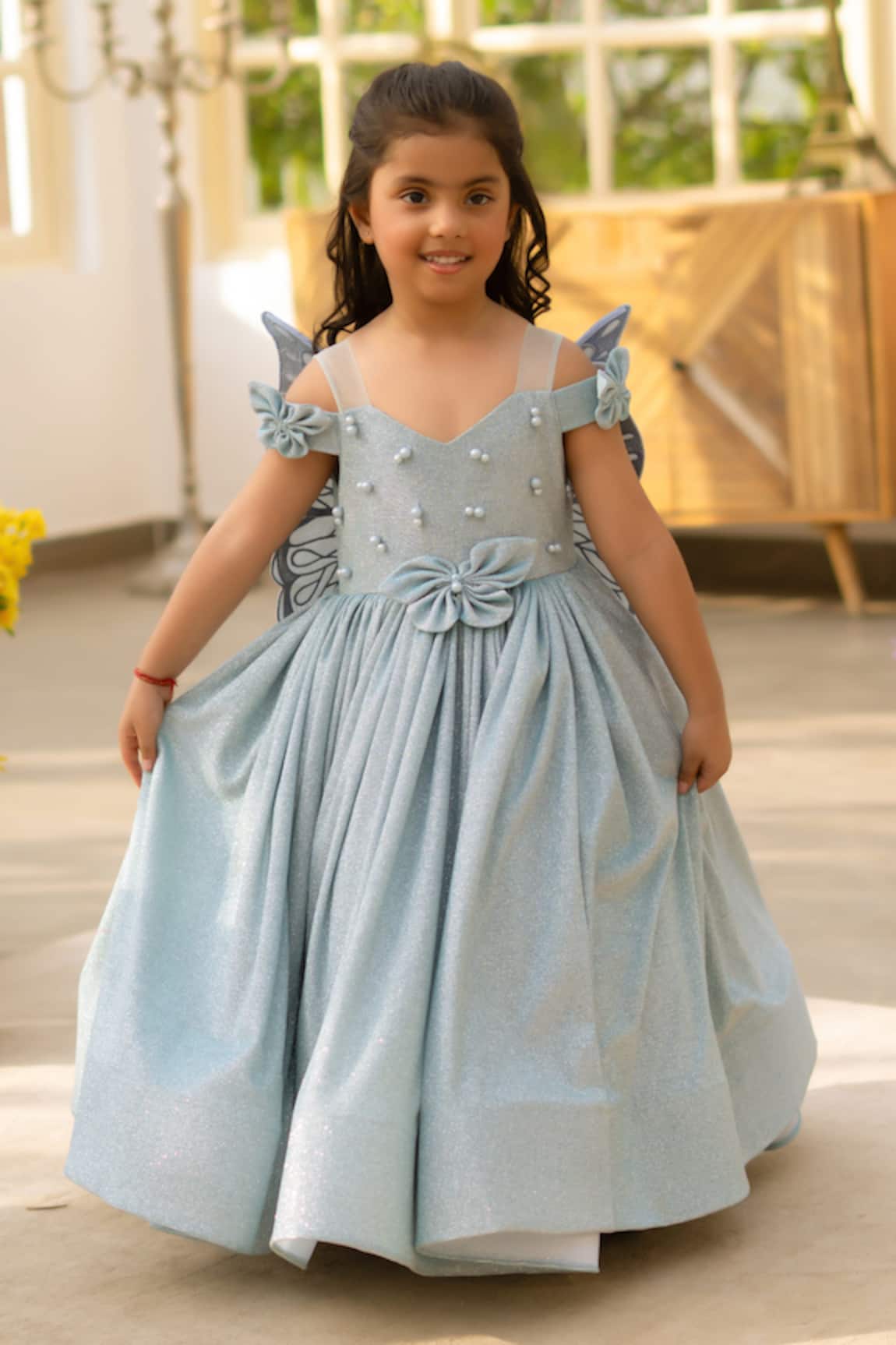 Fayon Kids Shimmer Blue Designer Dress 