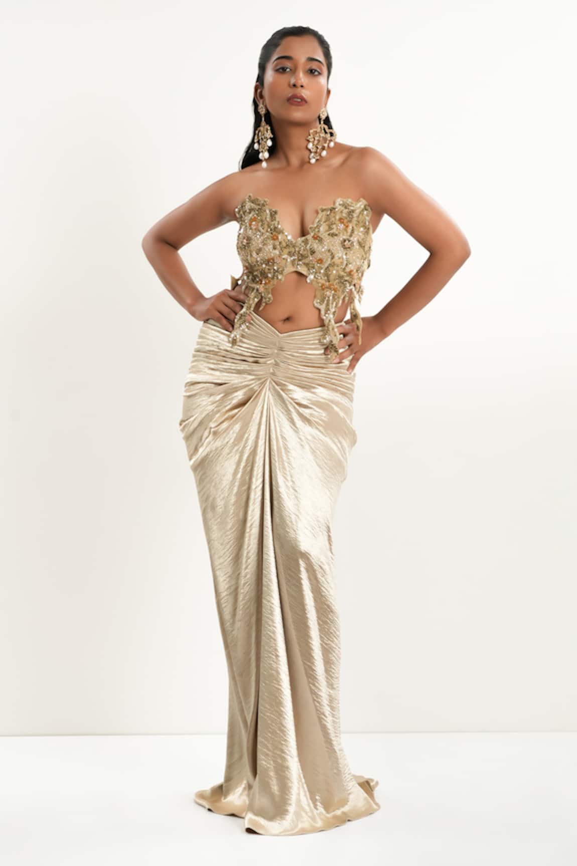 Aurouss Liquid Gold Designer Cape & Draped Skirt 