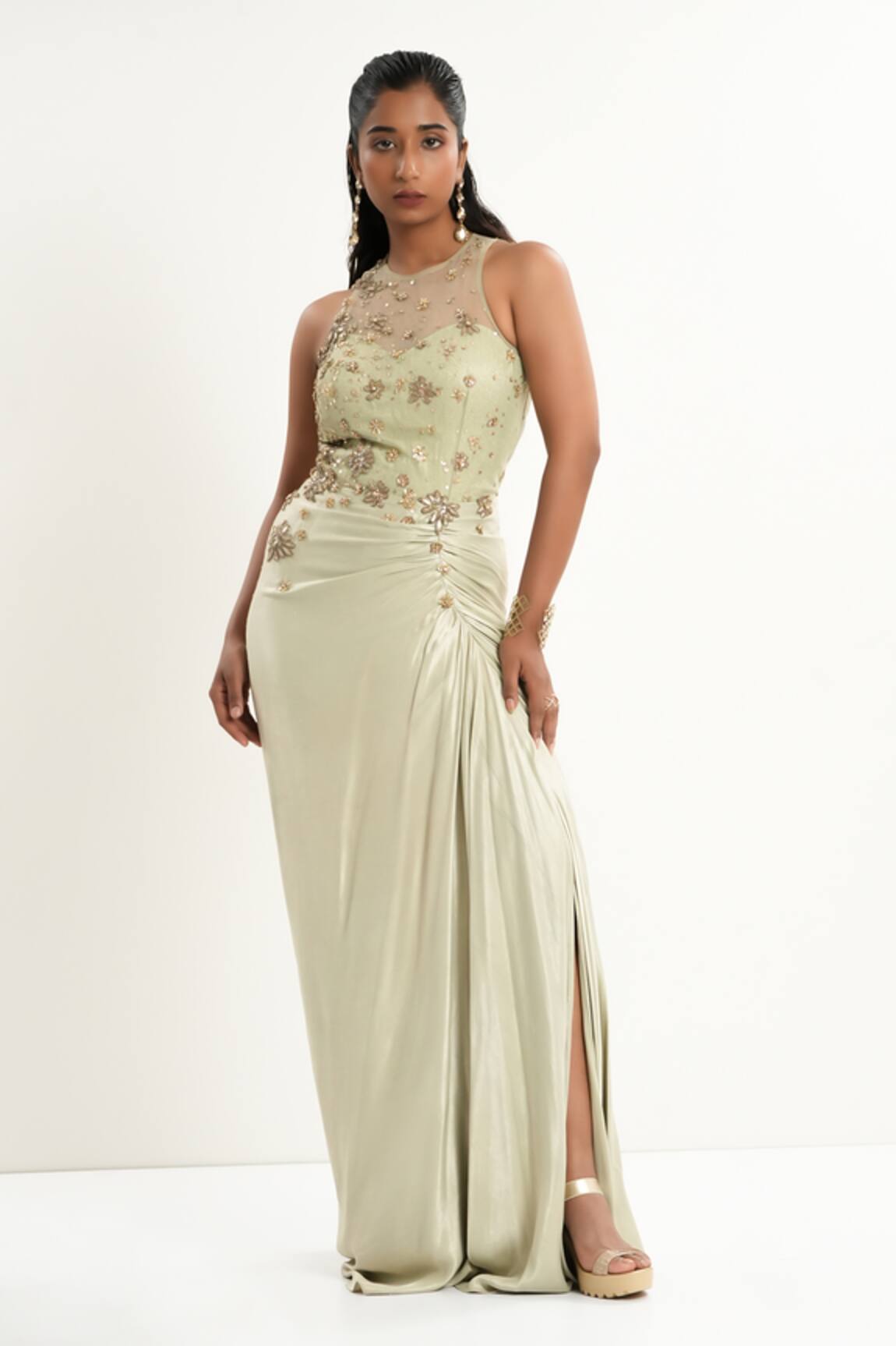 Aurouss Embroidered Draped Dress 