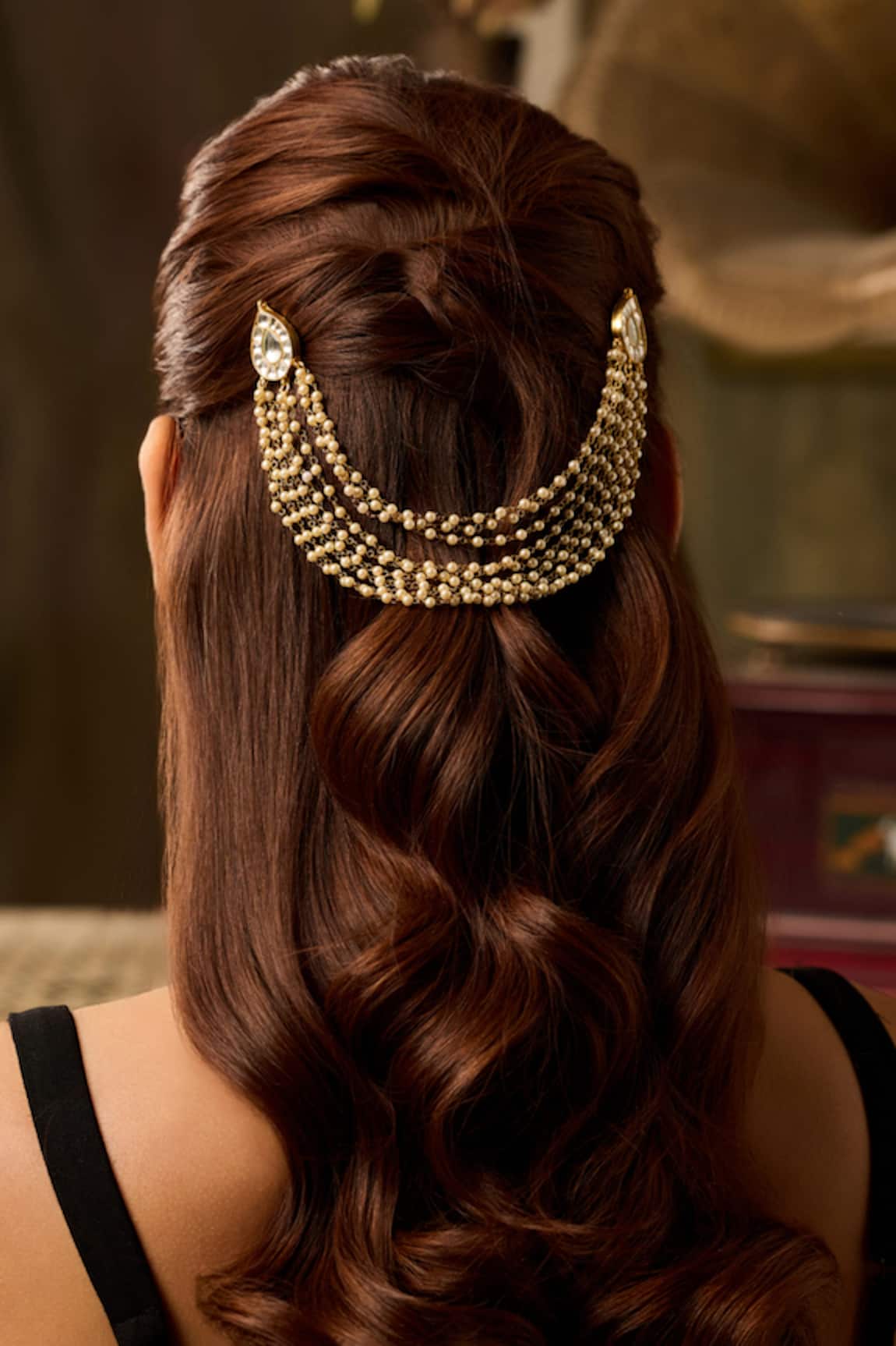 Paisley Pop Kundan Gold Plated Braid Pin