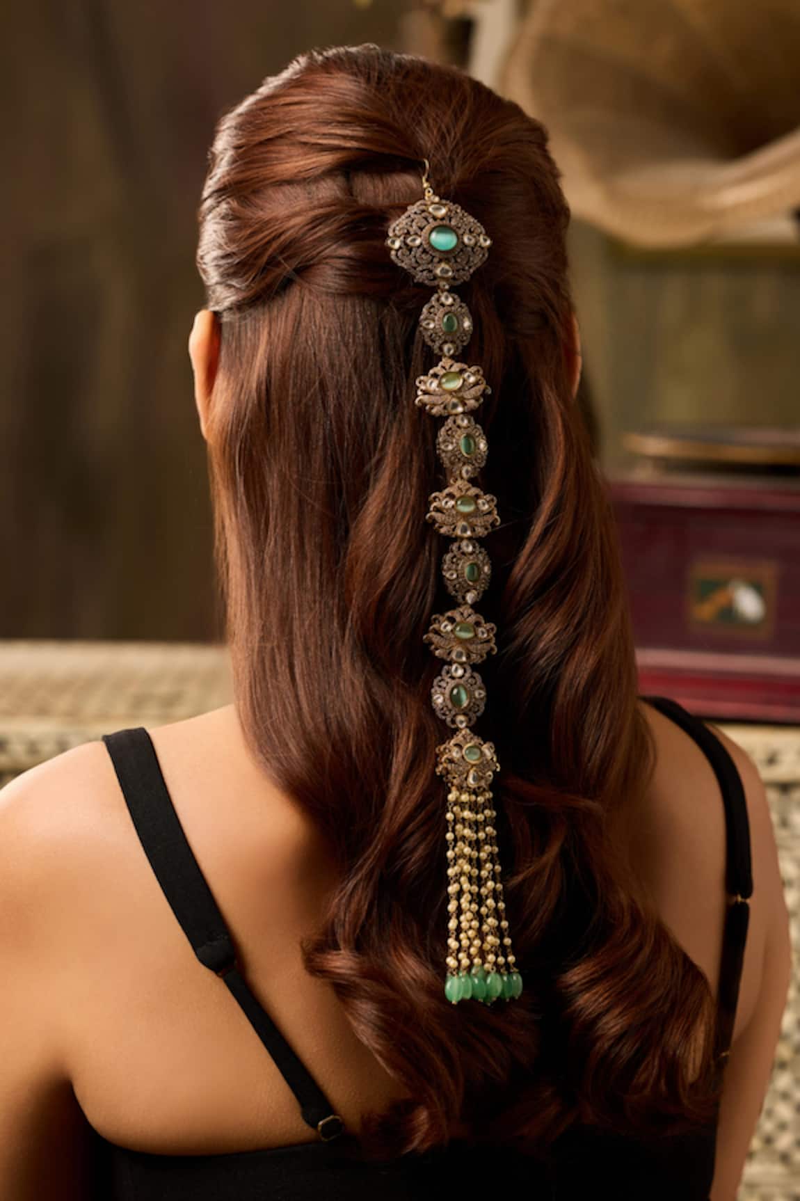 Paisley Pop Mint Polki Braid Pin 