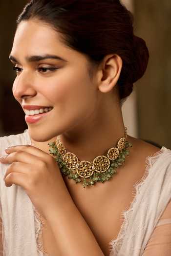 Paisley Pop Mint Kundan Necklace 