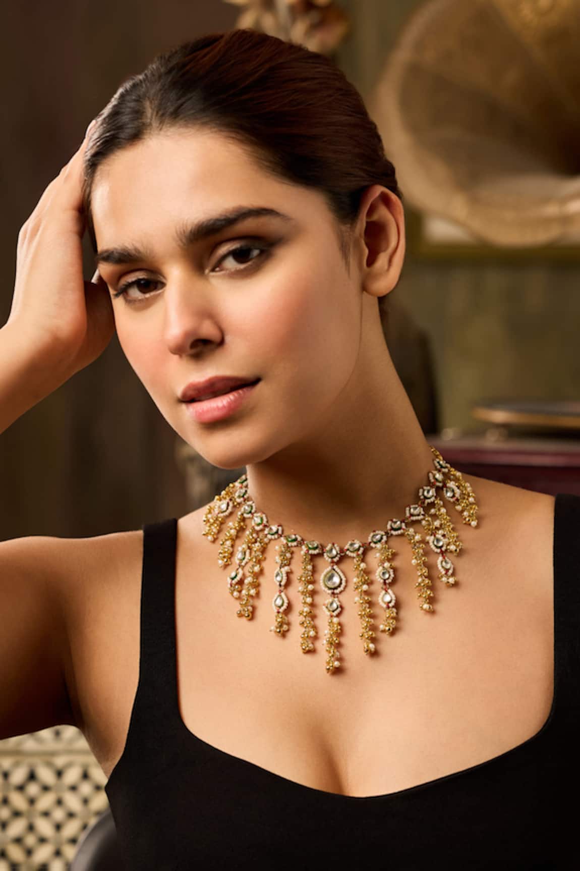 Paisley Pop Kundan Gold Plated Designer Necklace 