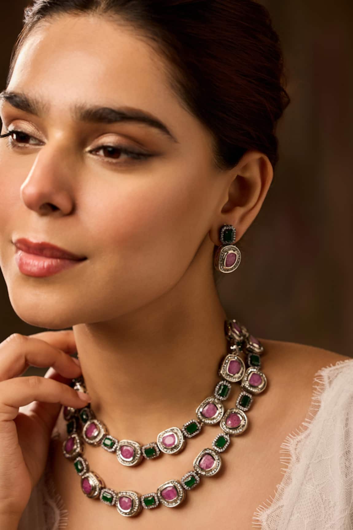 Paisley Pop Layered Pink Necklace Set 