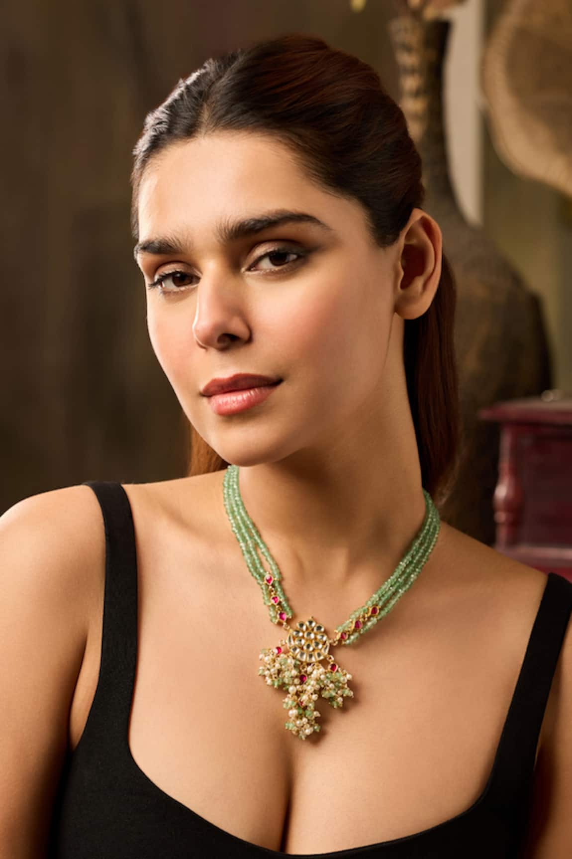 Paisley Pop Mint Kundan Necklace 