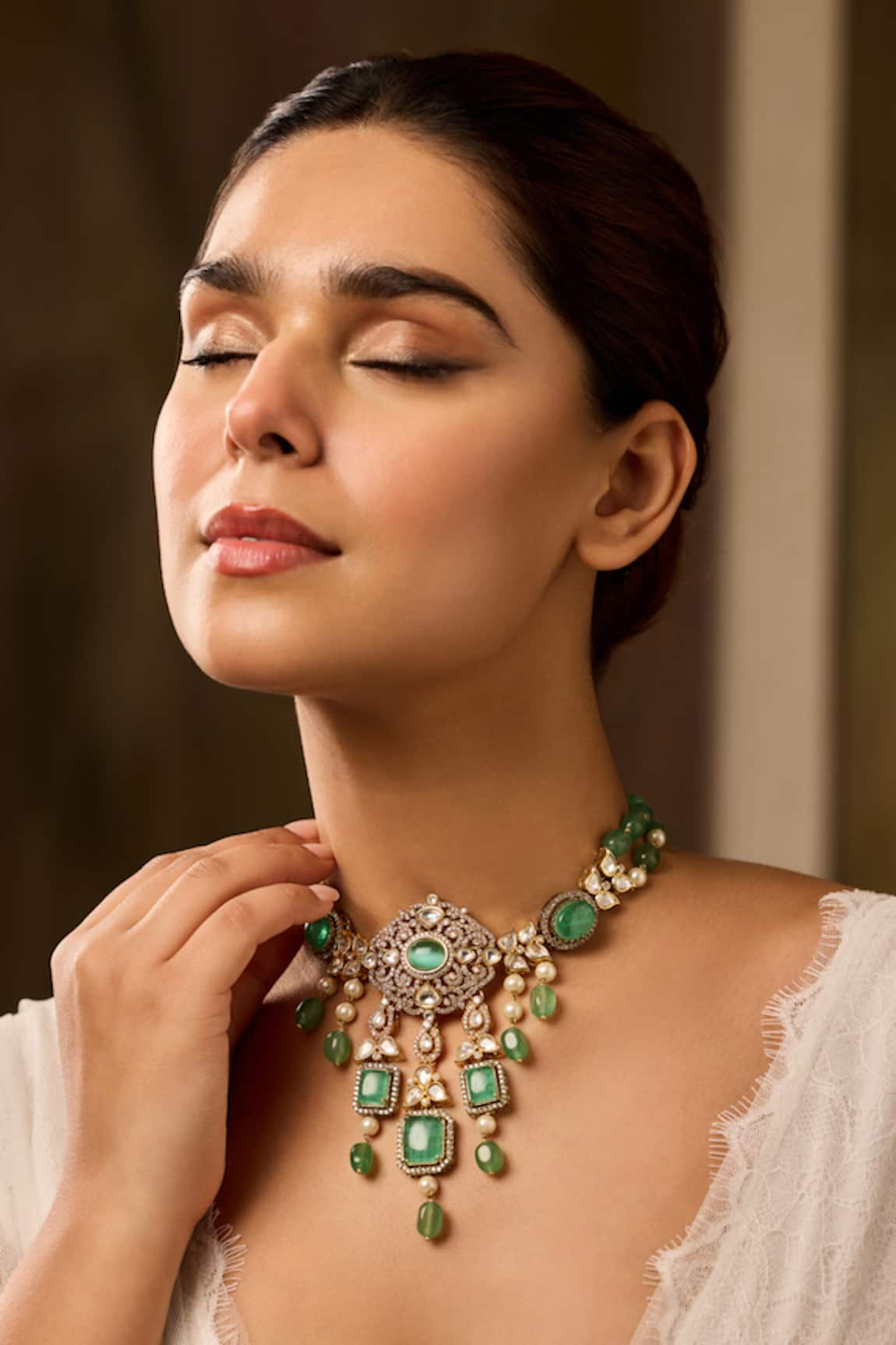 Paisley Pop Mint Polki Necklace 
