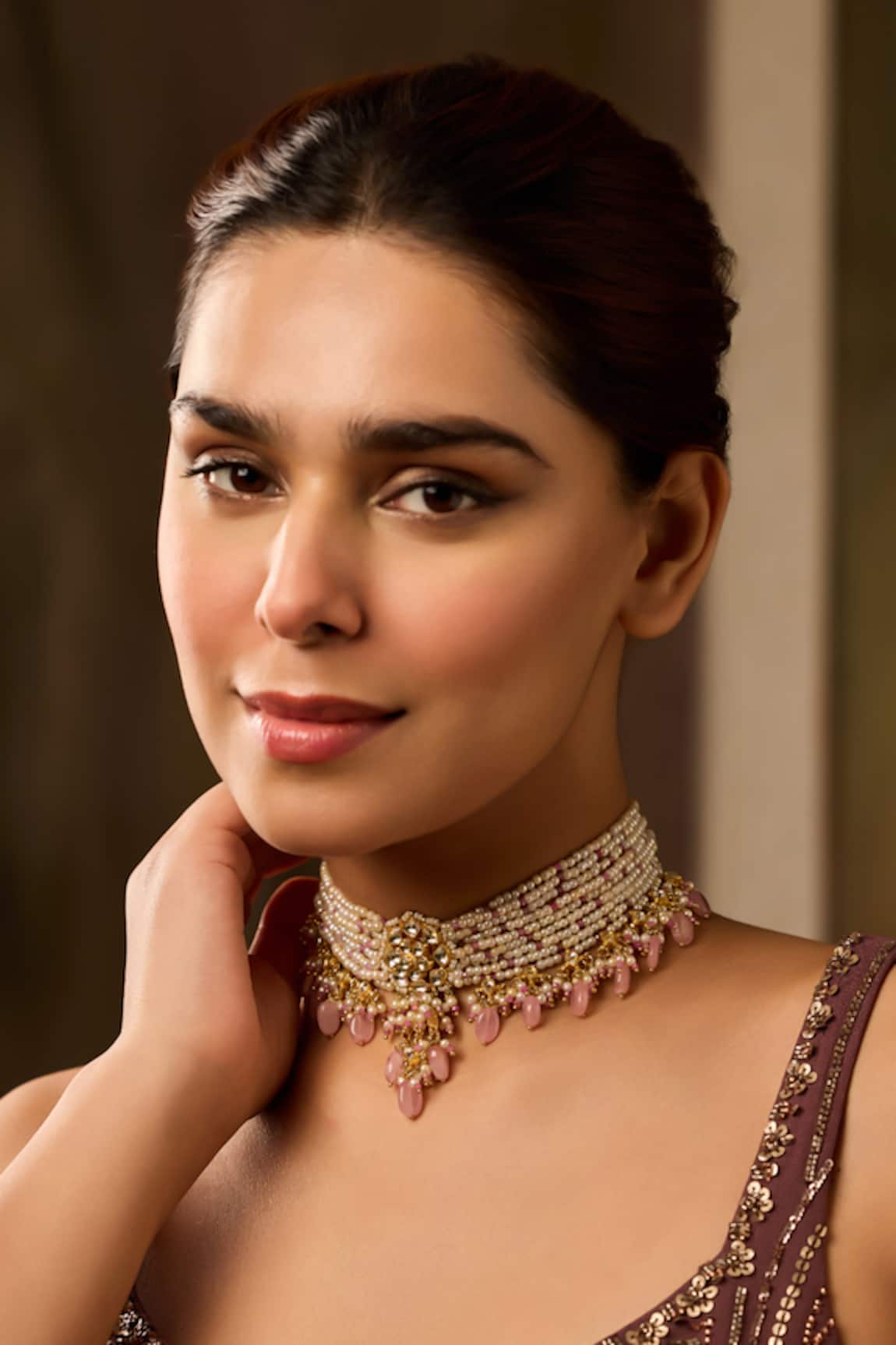 Paisley Pop Designer Pink Kundan Necklace 