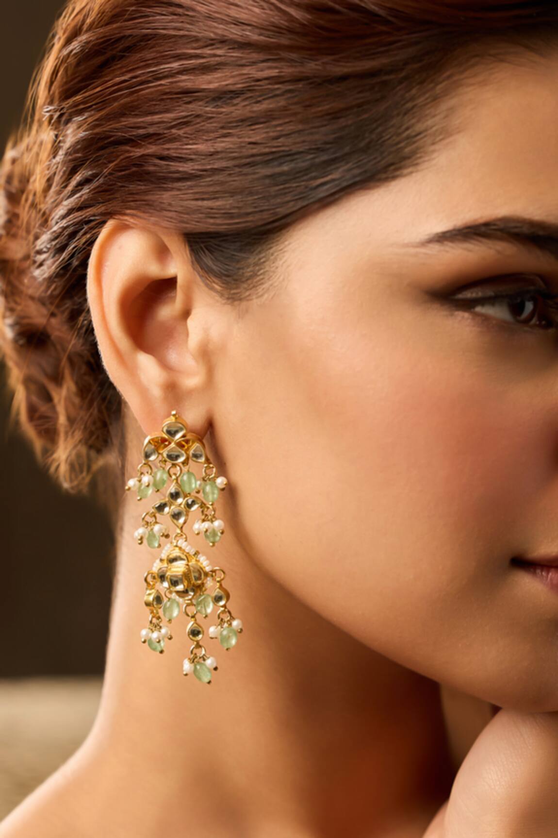 Paisley Pop Mint Kundan Earrings 