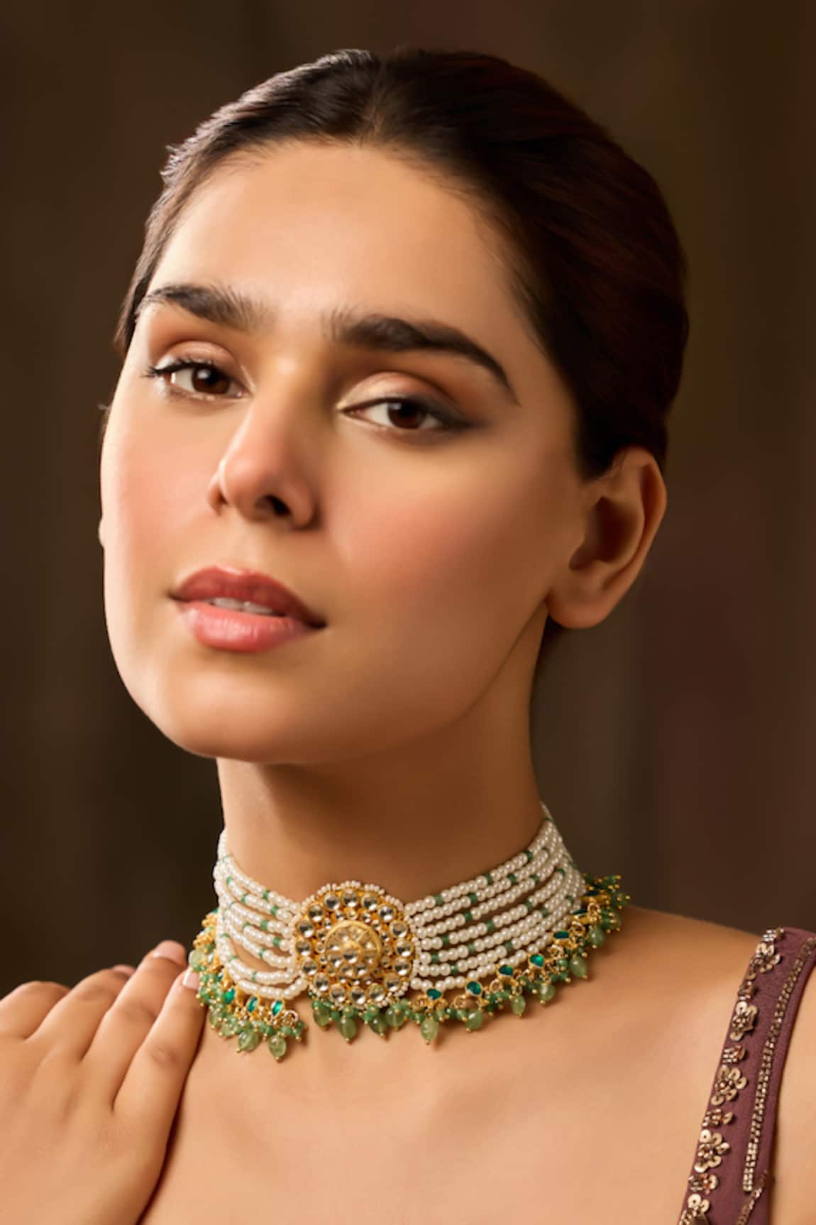 Paisley Pop Mint Kundan Choker Necklace 