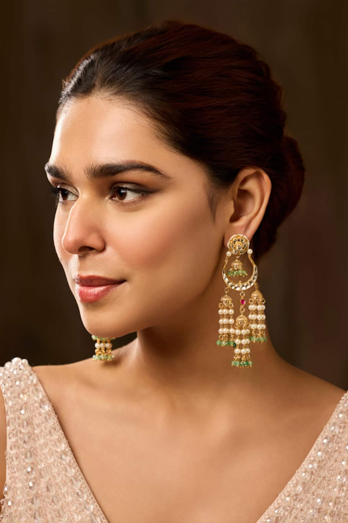 Paisley Pop Mint Kundan Jhumki Earrings 