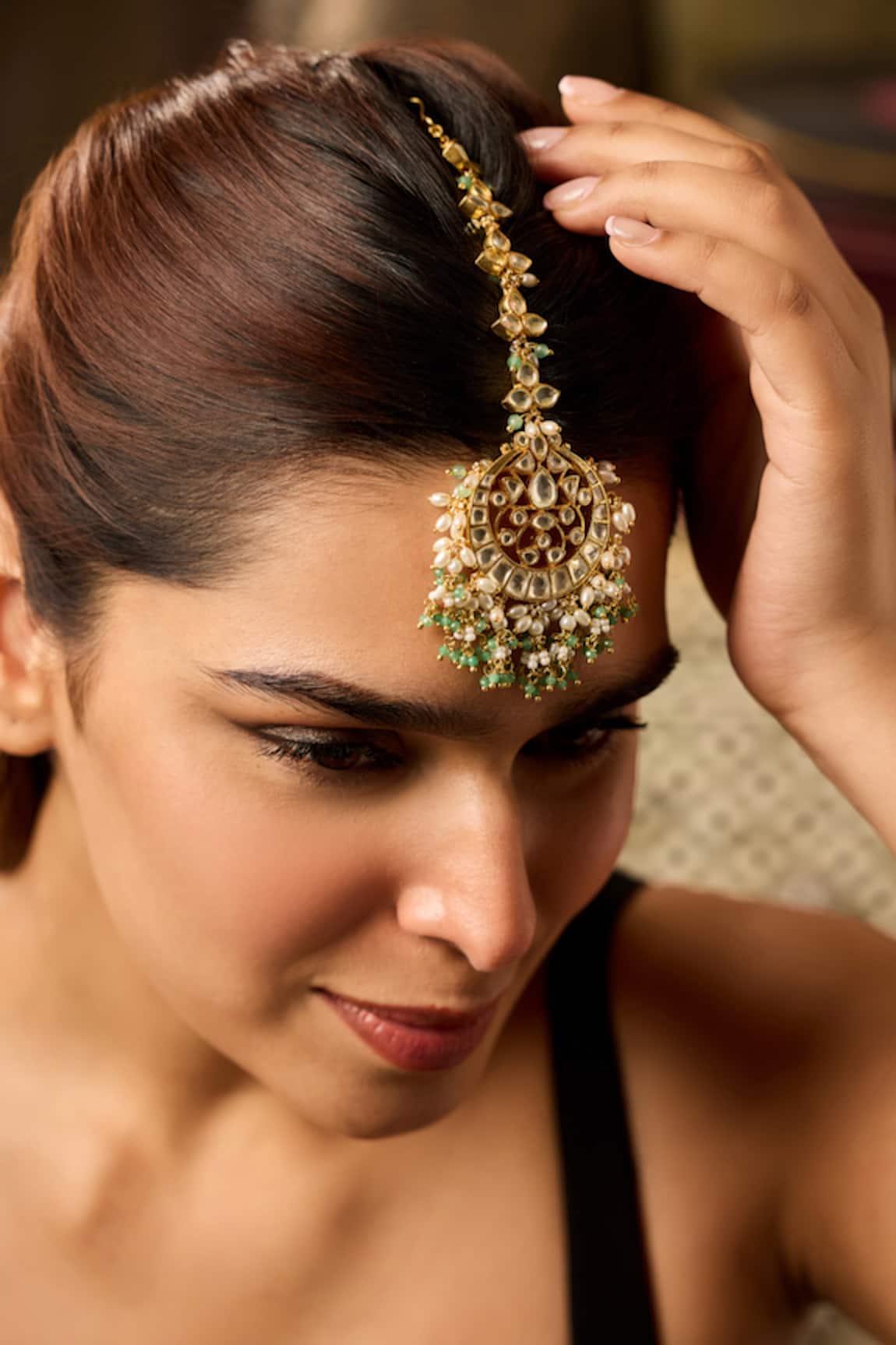 Paisley Pop Mint Kundan Maangtikka 