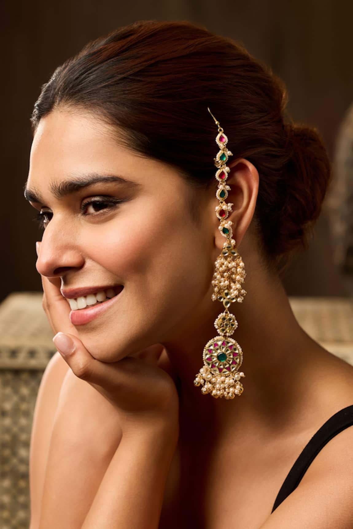Paisley Pop Designer Pink Kundan Earrings 