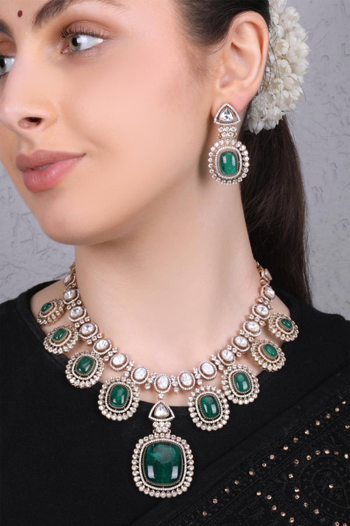 Queens Jewels Celina Gold-Plated Kundan Necklace Set 