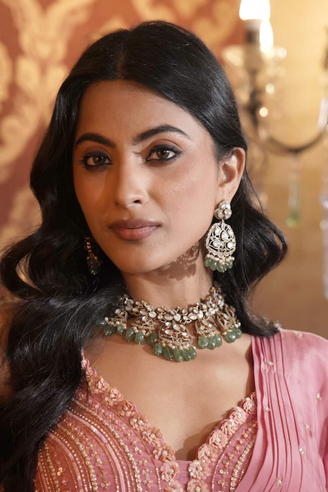 Queens Jewels Emerald Kundan Polki Choker Set 