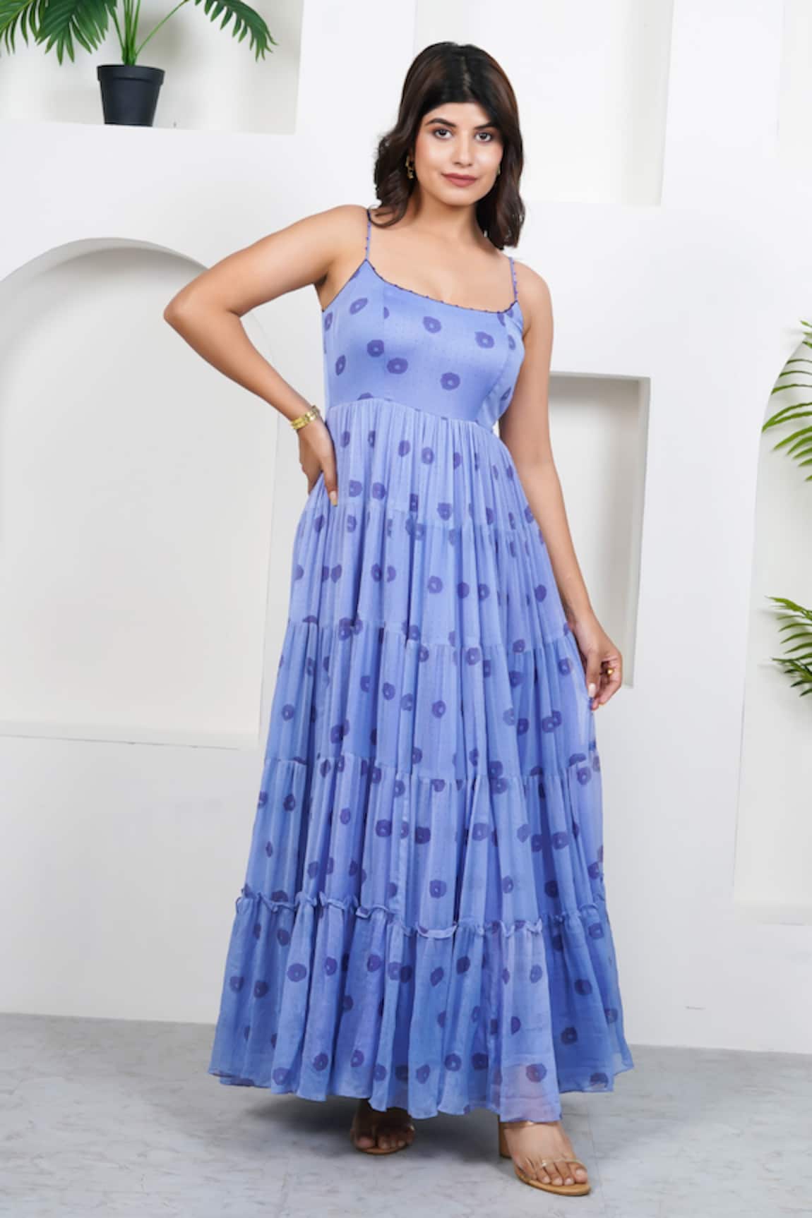 Taro Water Lily Hand Block Printed Dress 