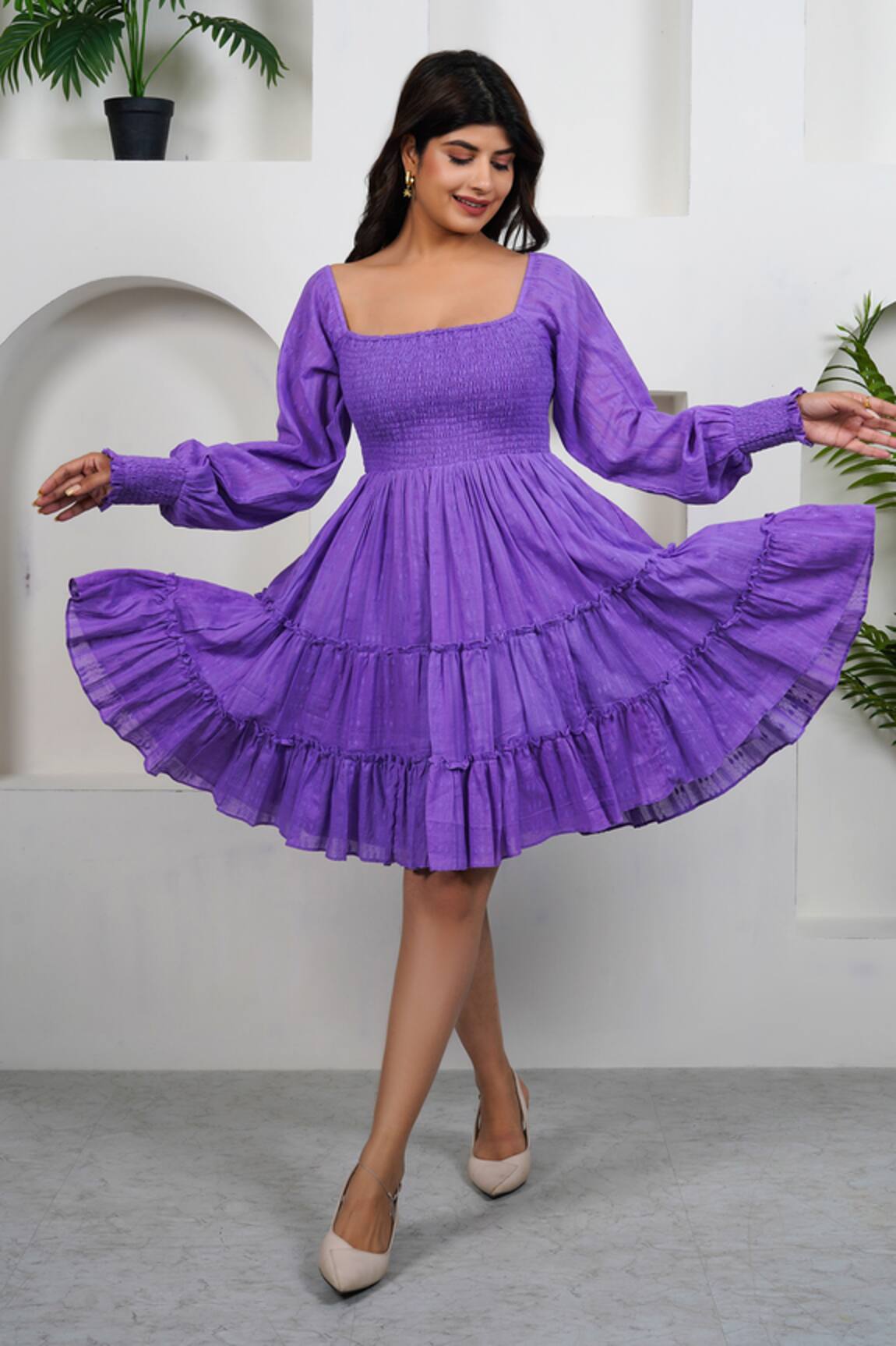 Taro Lilac Tier Dress 