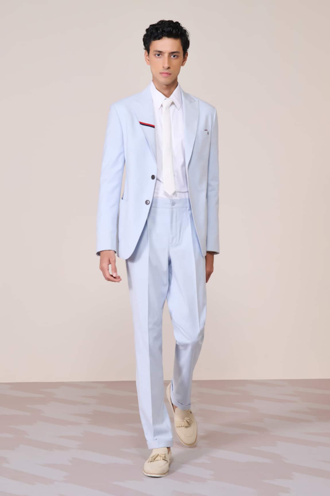 S&N By Shantnu Nikhil Light Blue Minimalist Linen Blazer 